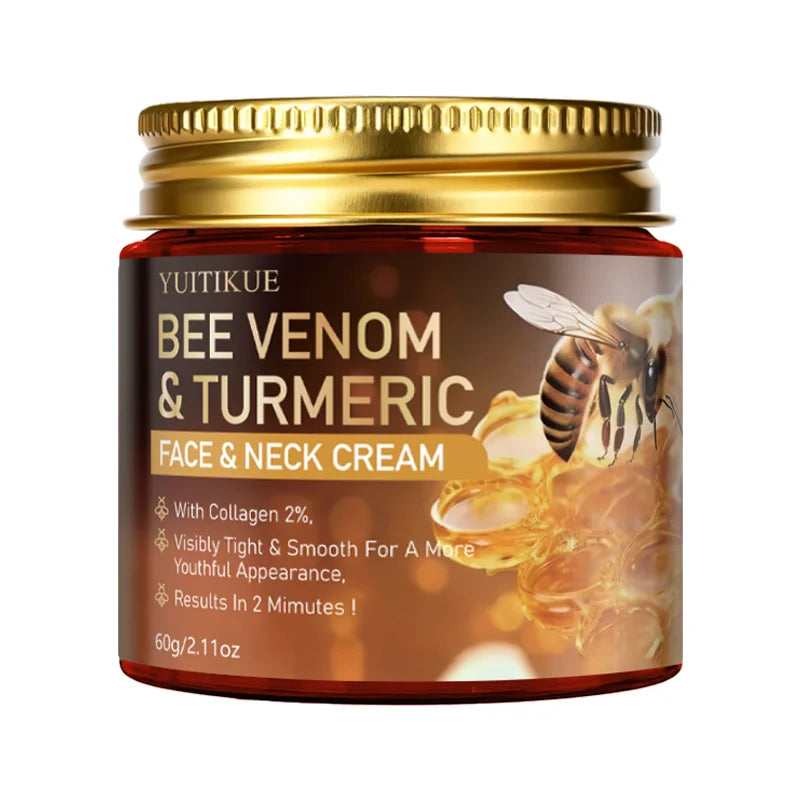Collagen-Infused Face And Neck Cream with Bee Toxin And Turmeric Instantly Tightens Smooths for a Younger Look 2 Minute Results Peaceful Pleasures Health and Wellness 1pc 60g