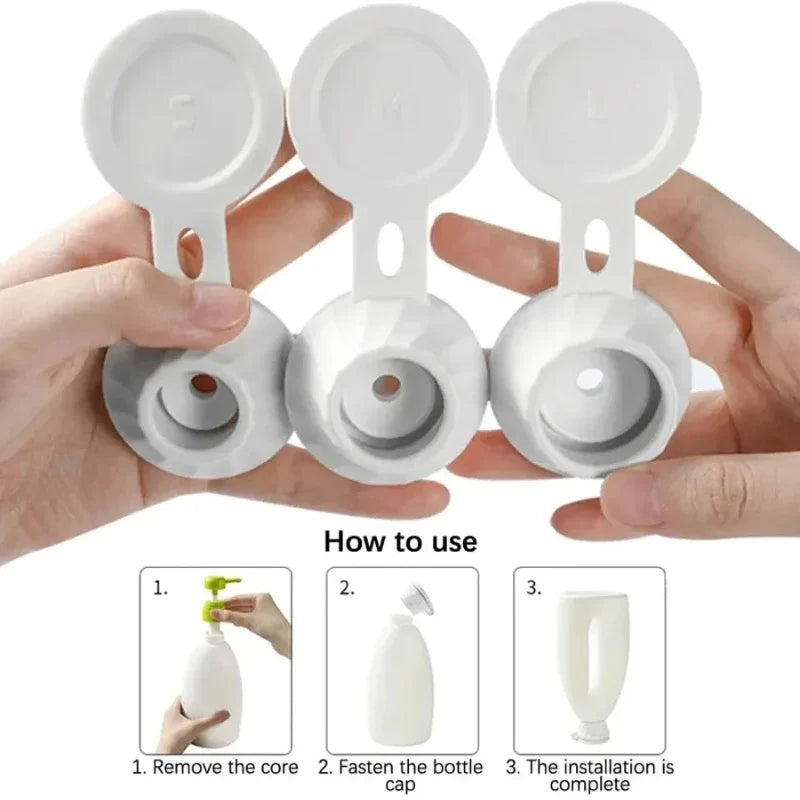 Inverted Bottle Cap Adapter Set – 3 Sizes | Shampoo & Lotion