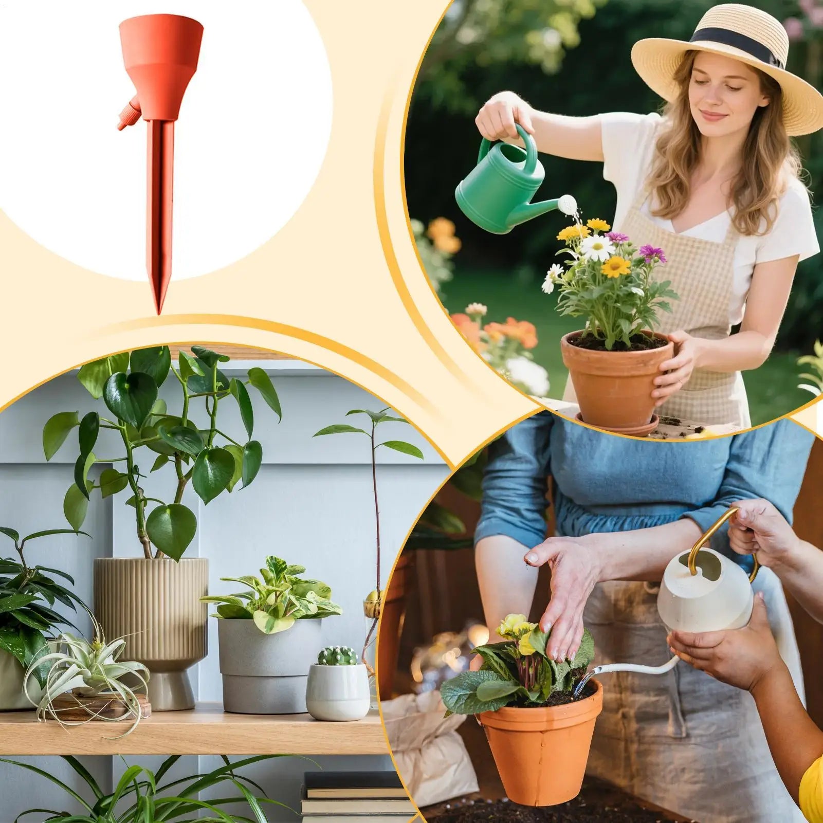 Plant Watering Spikes 3 Pieces Automatic Irrigation Dripper Bottle Plant Waterer with Control Valve for Indoor Outdoor Home Peaceful Pleasures Health and Wellness
