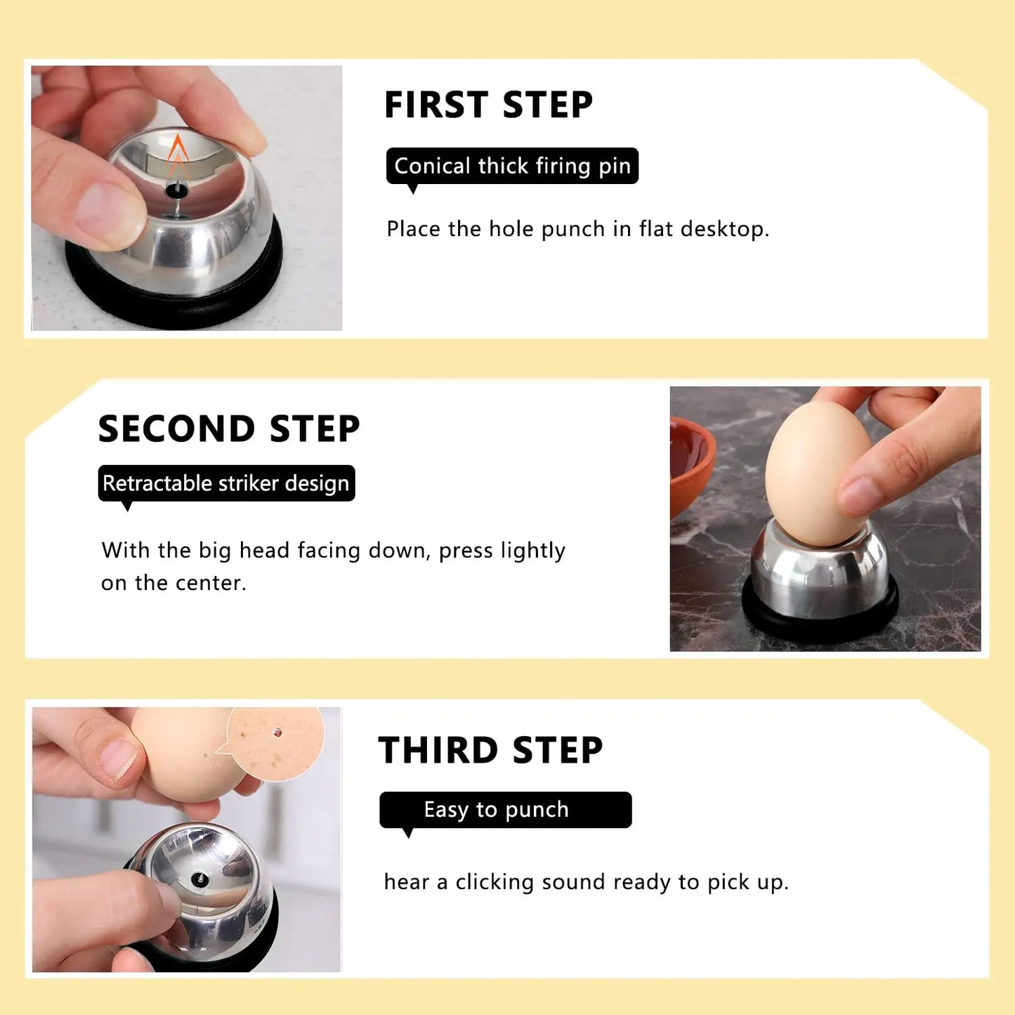 Egg Piercer with Sturdy Base, Stainless Steel Needle Egg Hole Puncher Eggs Poacher Endurance Hole Seperater Bakery Kitchen Tool Peaceful Pleasures Health and Wellness