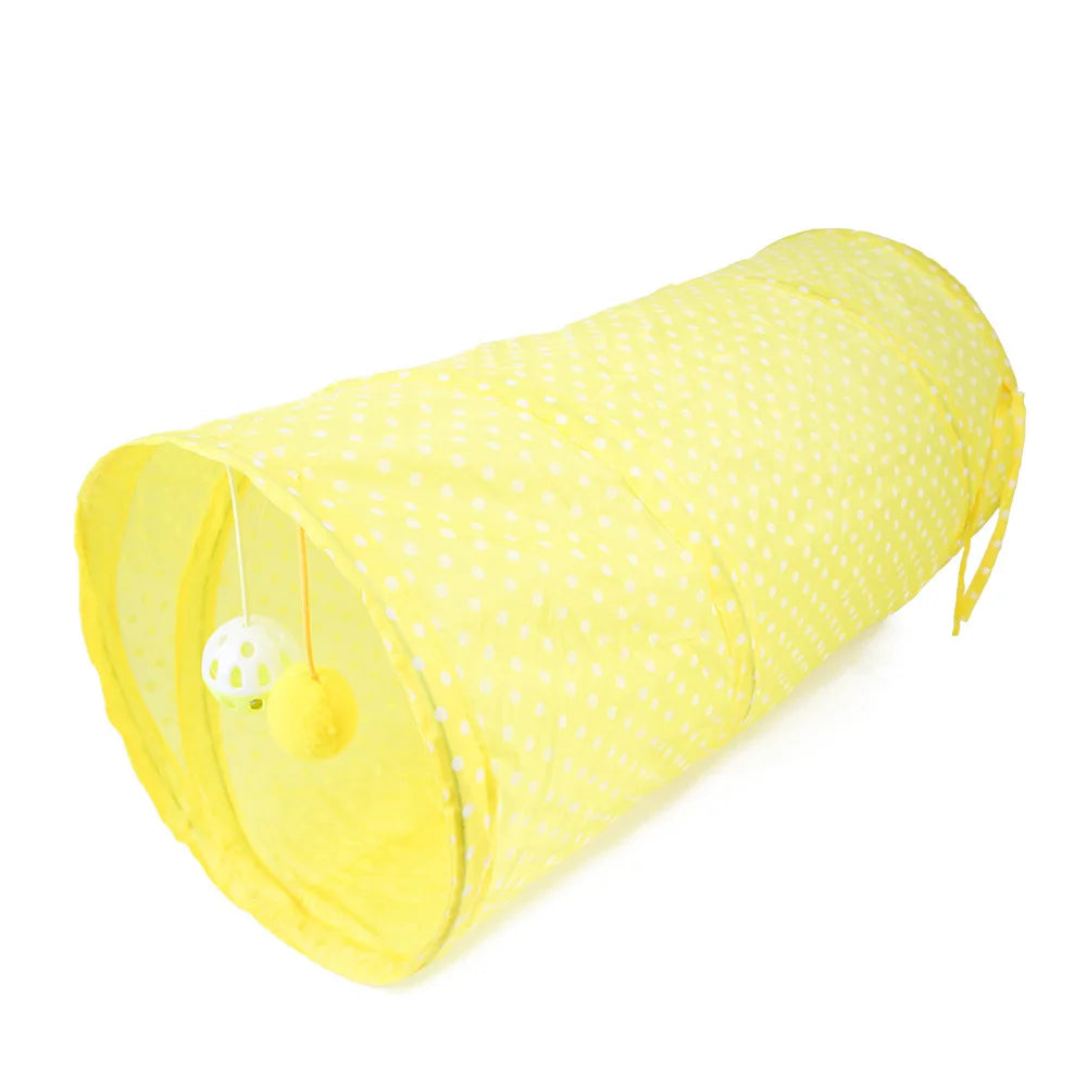 Cat Tunnel Tube Kitty Tunnel Bored Cat Pet Toys Peek Hole Toy Peaceful Pleasures Health and Wellness B18209 Yellow