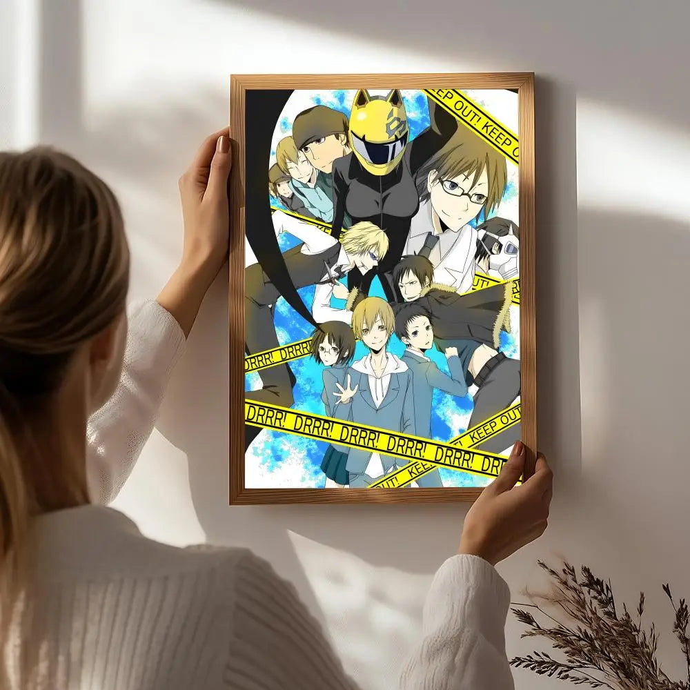 Anime D-Durarara!! Poster HD Self Adhesive Waterproof Wall Art Ideal for Home Office Dorm Bedroom Great Gift Peaceful Pleasures Health and Wellness White1 21X30cmNoframe