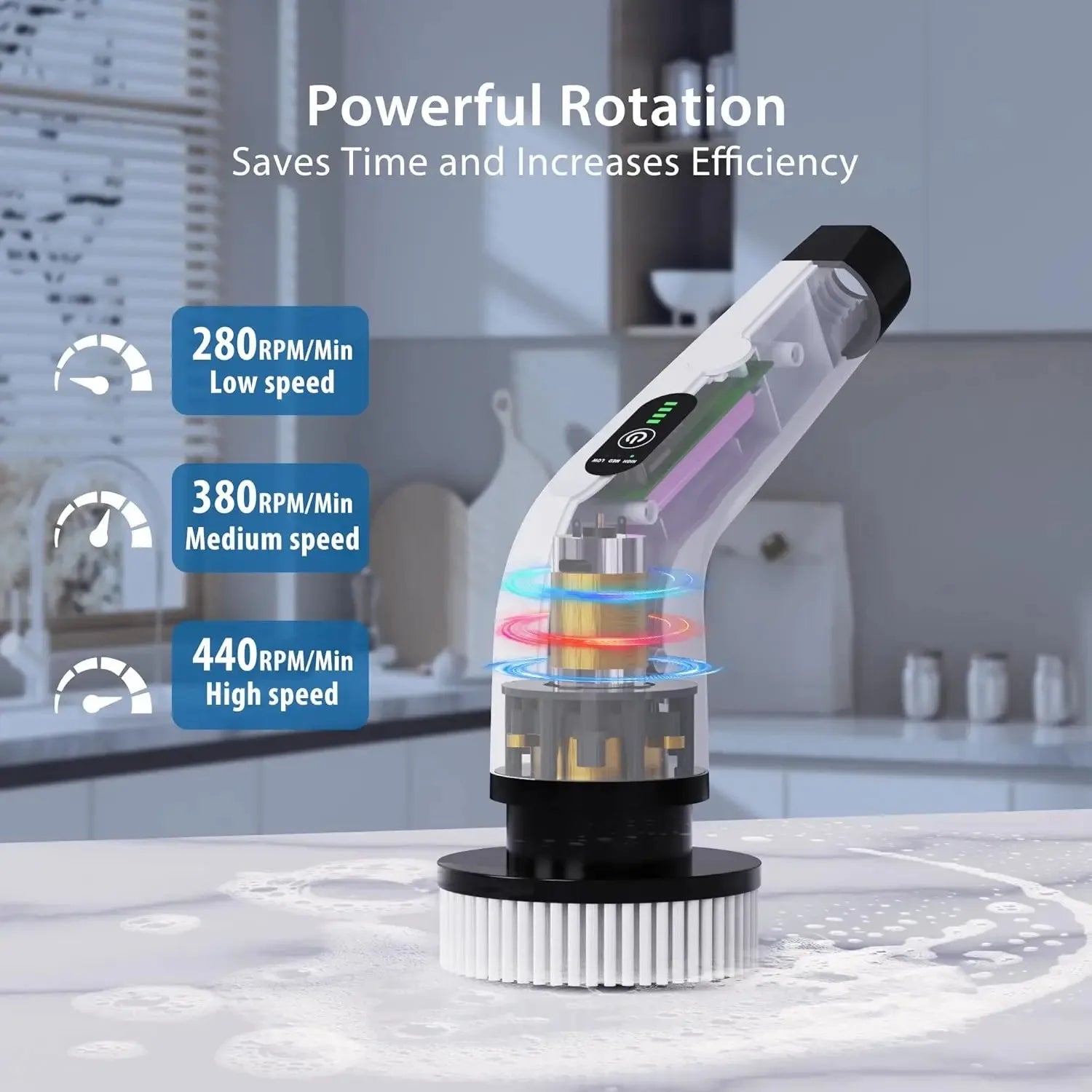 Electric Cordless Spin Scrubber Multipurpose Power Cleaning Brush for Bathroom Toilet Kitchen Remove Stains Mold Hair Peaceful Pleasures Health and Wellness