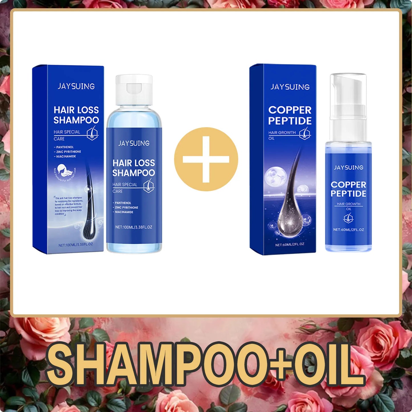 Copper Peptide Hair Growth Set – Shampoo, Serum, Spray & Oil