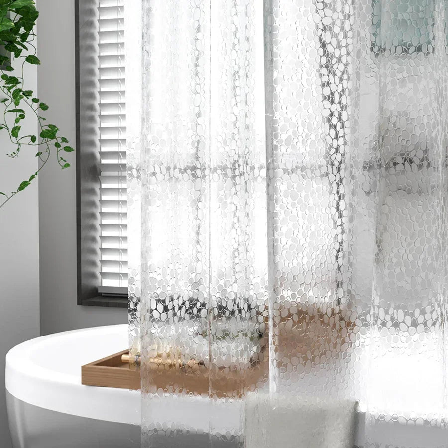 PEVA Pebble Shower Curtain | Waterproof Cobblestone Bath Liner