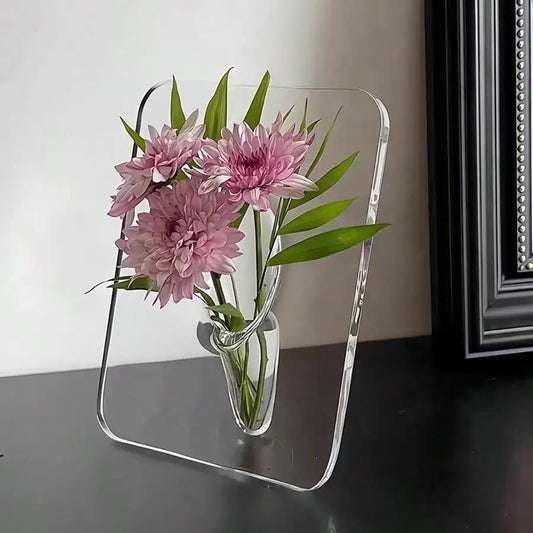 Clear Acrylic Frame Vase – Modern Flower Vase for Home Decor, Desktop & Bookshelf Peaceful Pleasures Health and Wellness
