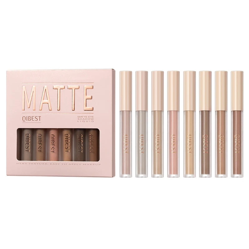 8 colors Waterproof Liquid Eyeshadow Set with Nude, Matte, Black, Smokey, Cream, Primer, Highlighter, and Blusher - Fast Drying Peaceful Pleasures Health and Wellness QE2216-D