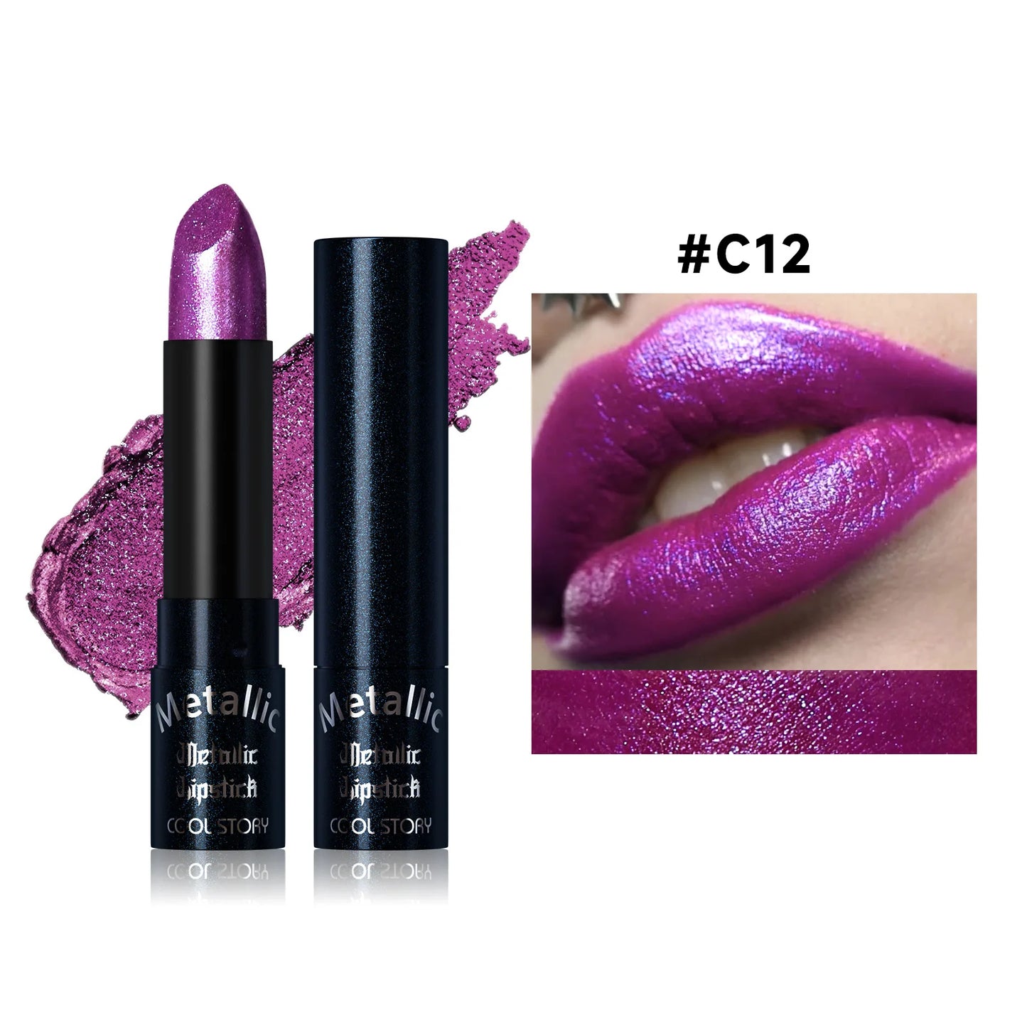 Metallic Glitter Velvet Lipstick – Waterproof Long-Lasting Shimmer