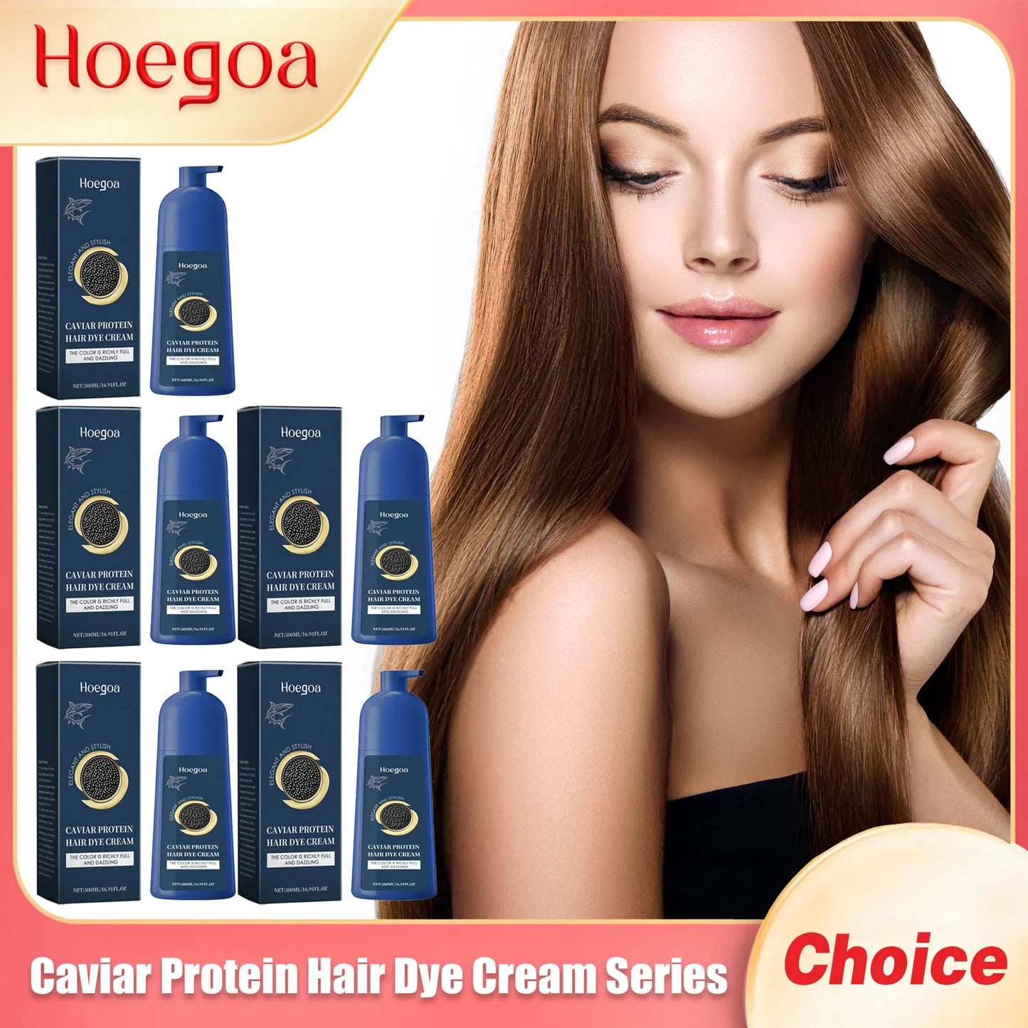 HOEGOA Caviar Protein Hair Color Shampoo – Black Brown 500ml