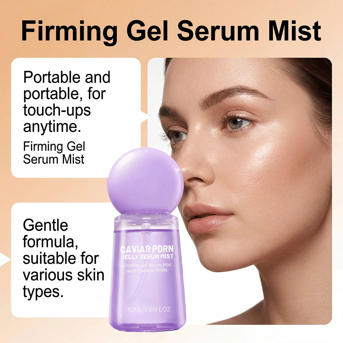 Collagen Peptide Jelly Essence Mist Spray Smooths Moisturize Dry Lines Nourish Hydrating Soft Facial Pores Skin Serum Spray 50ml Peaceful Pleasures Health and Wellness