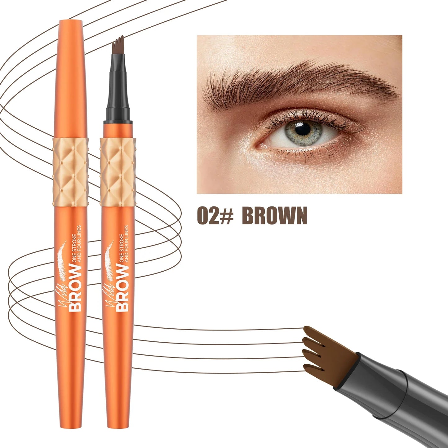 Hello Kiss 4-Tip Waterproof Liquid Eyebrow Pen | 3D Microblading