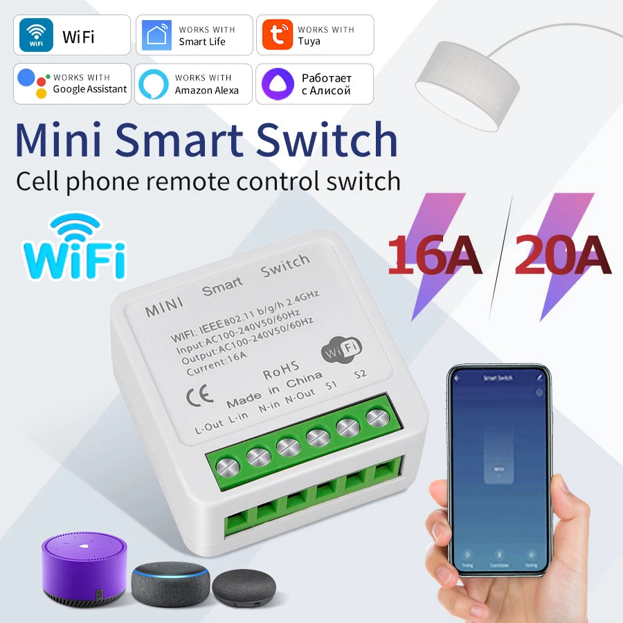 Tuya Smart WiFi Switch 16A 20A Breaker RF433Mhz Relay Module 2-way Control Smart Life APP Remote Support Alexa Google Home Peaceful Pleasures Health and Wellness