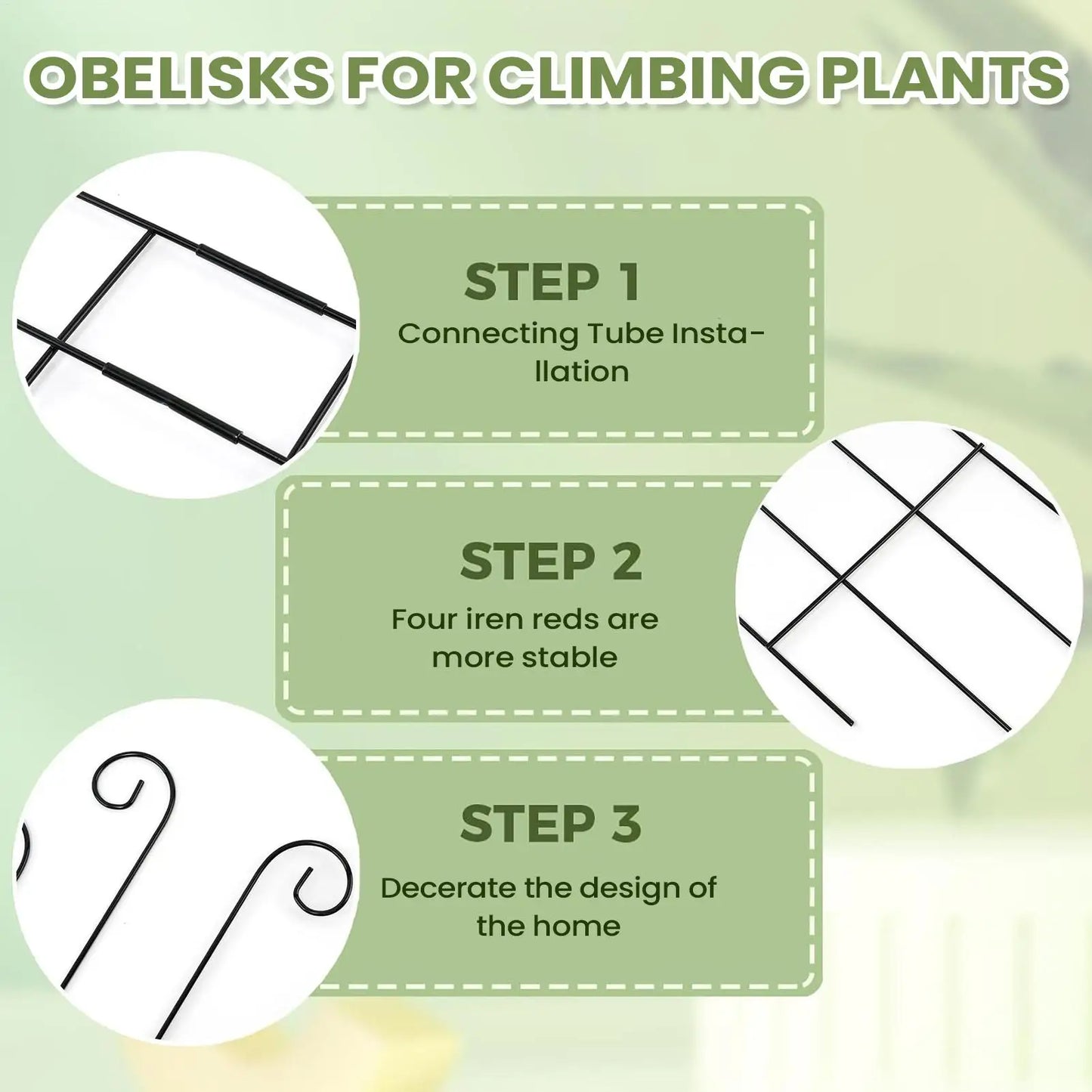 Metal Plant Support Stakes | Trellis for Tomato, Orchid & Vines
