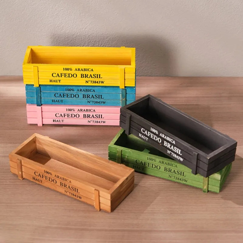 Retro Wooden Storage Box | Succulent Planter & Desk Organizer