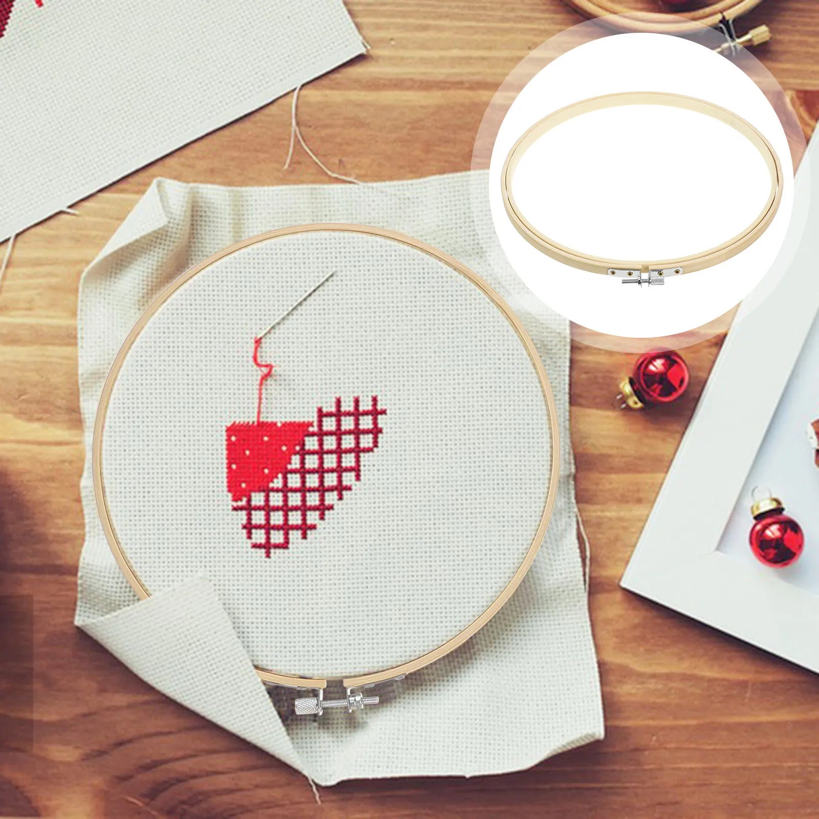 9inch Bamboo Circle Embroidery Hoop Ideal for Cross Stitch and Fabric Painting Perfect Base for Needlecraft Projects Peaceful Pleasures Health and Wellness