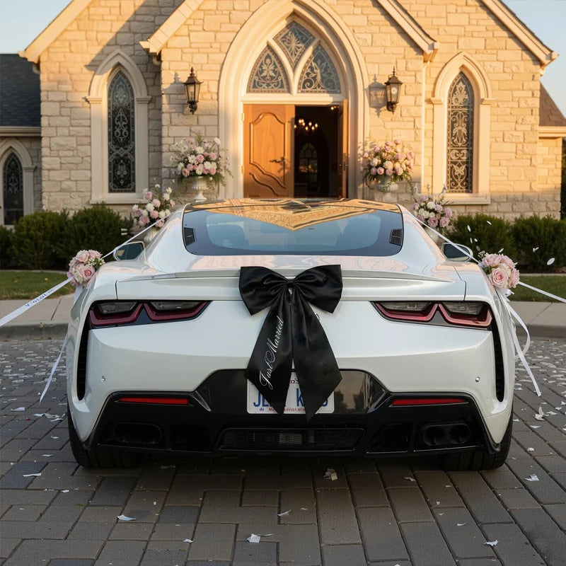 Just Married Big Car Bow | Wedding & Bridal Shower Decoration Wedding Car Decoration Peaceful Pleasures Health and Wellness