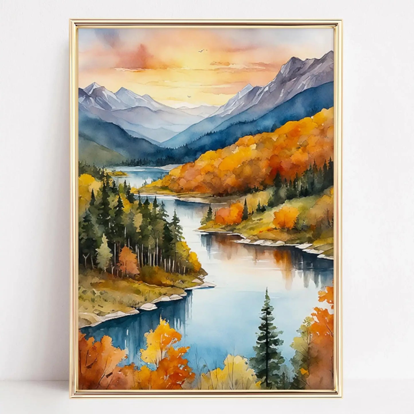 Autumn Forest Path Canvas Print | Golden Leaves Wall Art