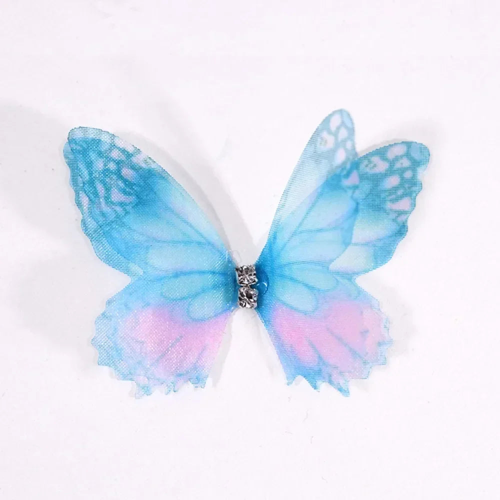 50Pcs 3D Organza Butterfly Appliqués – Gradient Mesh Patches