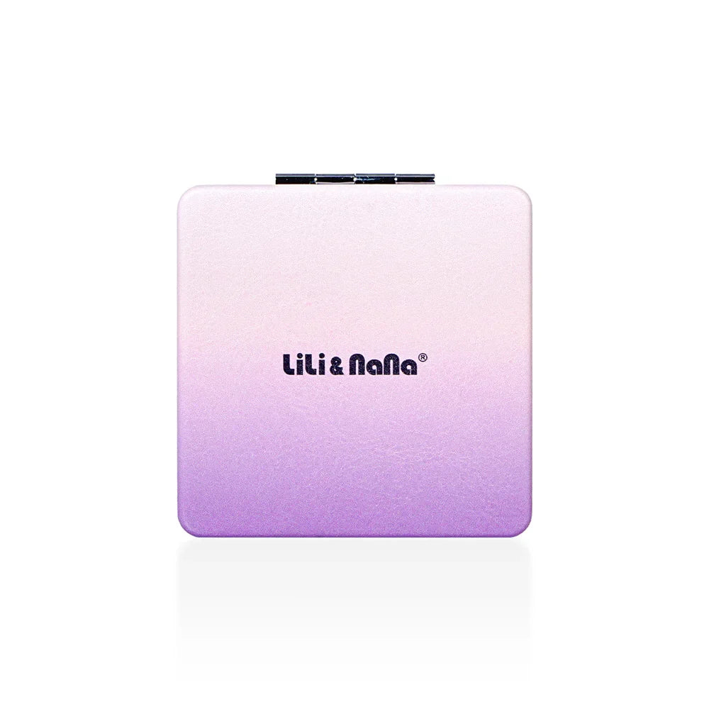 Square Folding Pocket Mirror – Gradient PU Leather, Dual-Sided