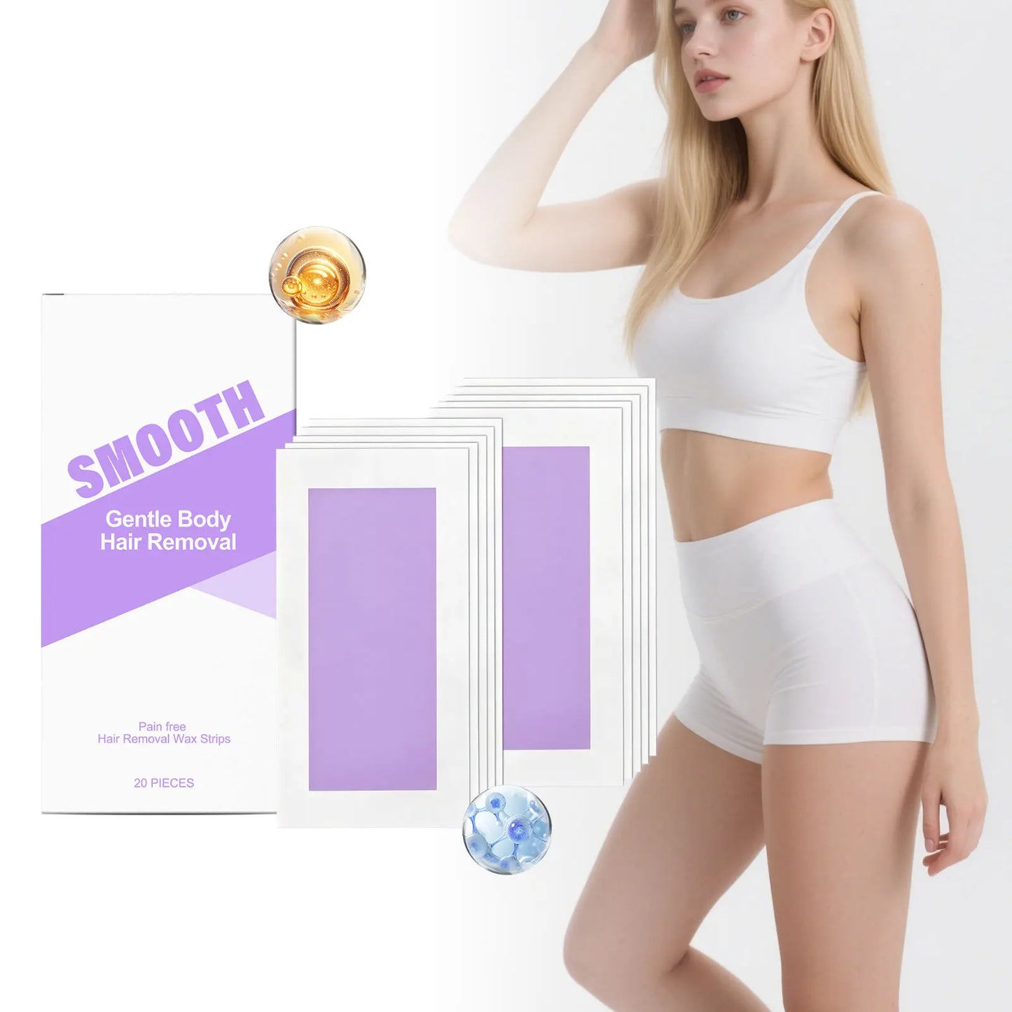 20-Pack Painless Depilatory Wax Strips – Body Hair Removal