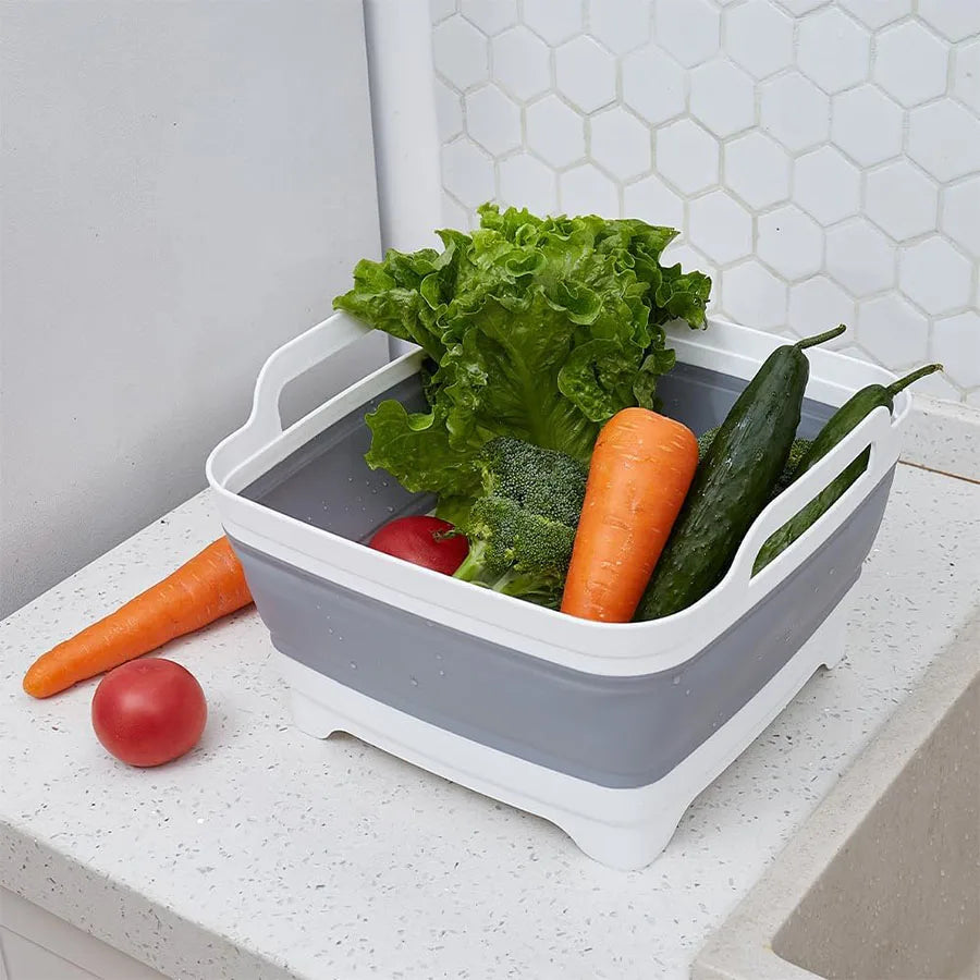 Collapsible Vegetable Wash Basin with Drain Plug | Portable Collapsible Kitchen Basin Peaceful Pleasures Health and Wellness