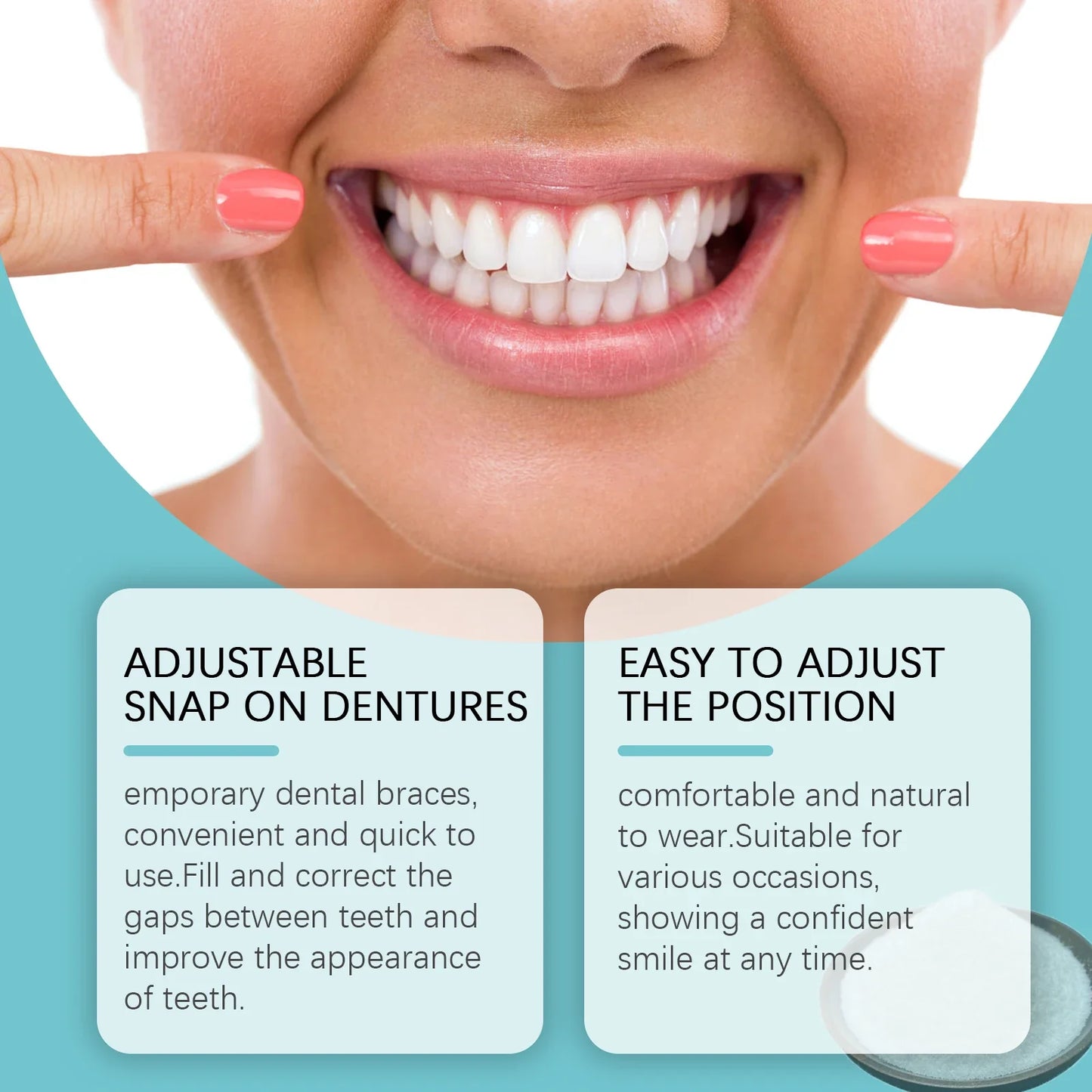 Snap-On Dentures – Temporary Tooth Gap Correction Kit