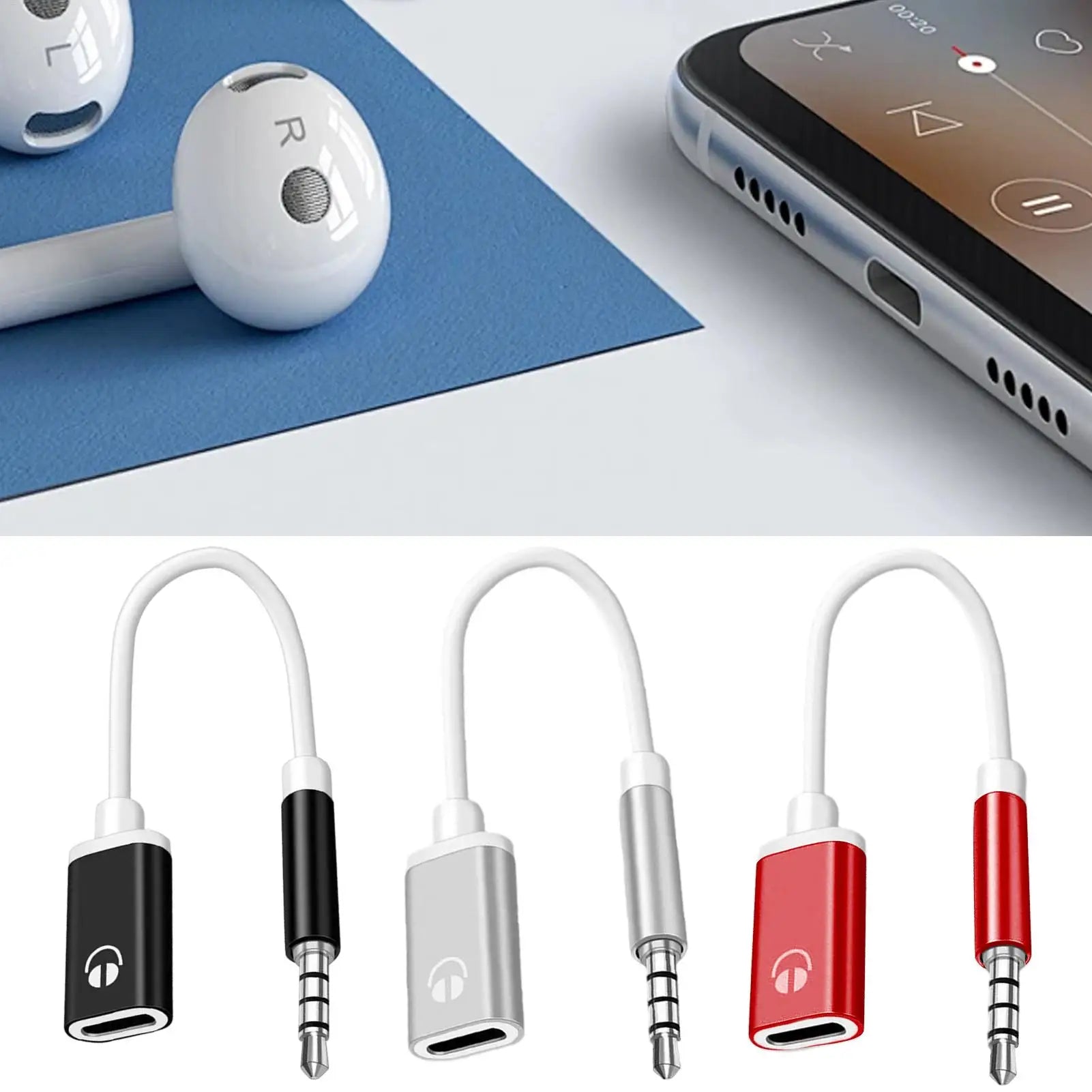 Type-C to 3.5mm Headphone Adapter USB C Female to Aux Male Car Stereo Cord for Calling Music in Car Phone Flat Earphone Converte Peaceful Pleasures Health and Wellness