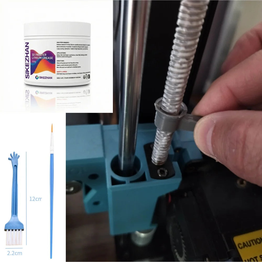 3D Printer Lithium Grease 100g Kit for Lead Screw Linear Rail Bearing Reduce Noise Lubricant Anti-Rust Maintenance with Brushes Peaceful Pleasures Health and Wellness