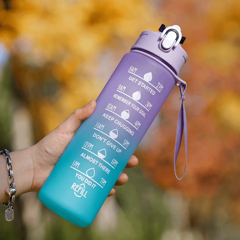 2L Motivational Water Bottle with Straw & Time Scale