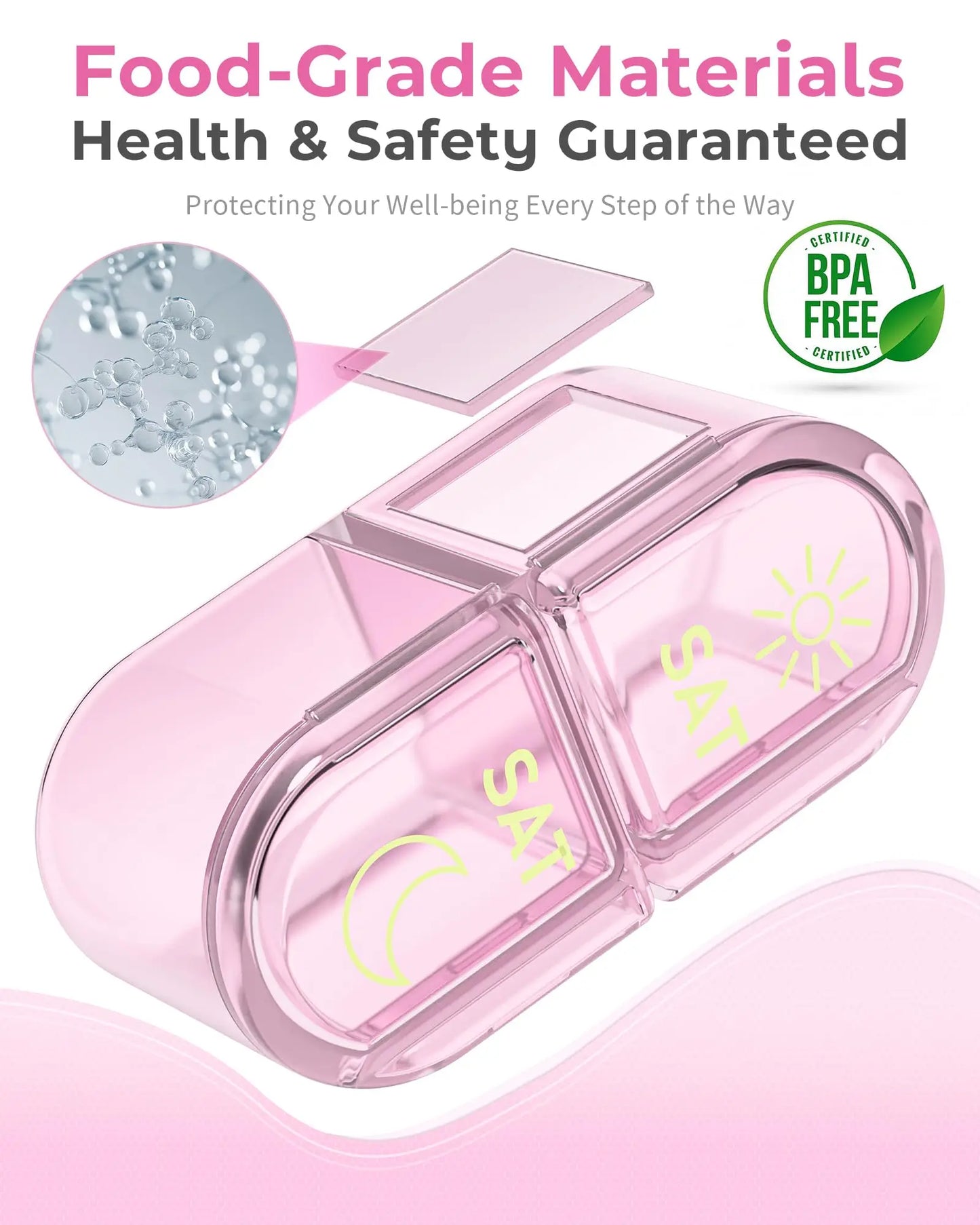 Pill Organizer, Pill Box 7 Day Am & Pm Pill Organizer 7 Days,Weekly Pill Case 2 Times a Day,Medicine Organizer for Travel Peaceful Pleasures Health and Wellness