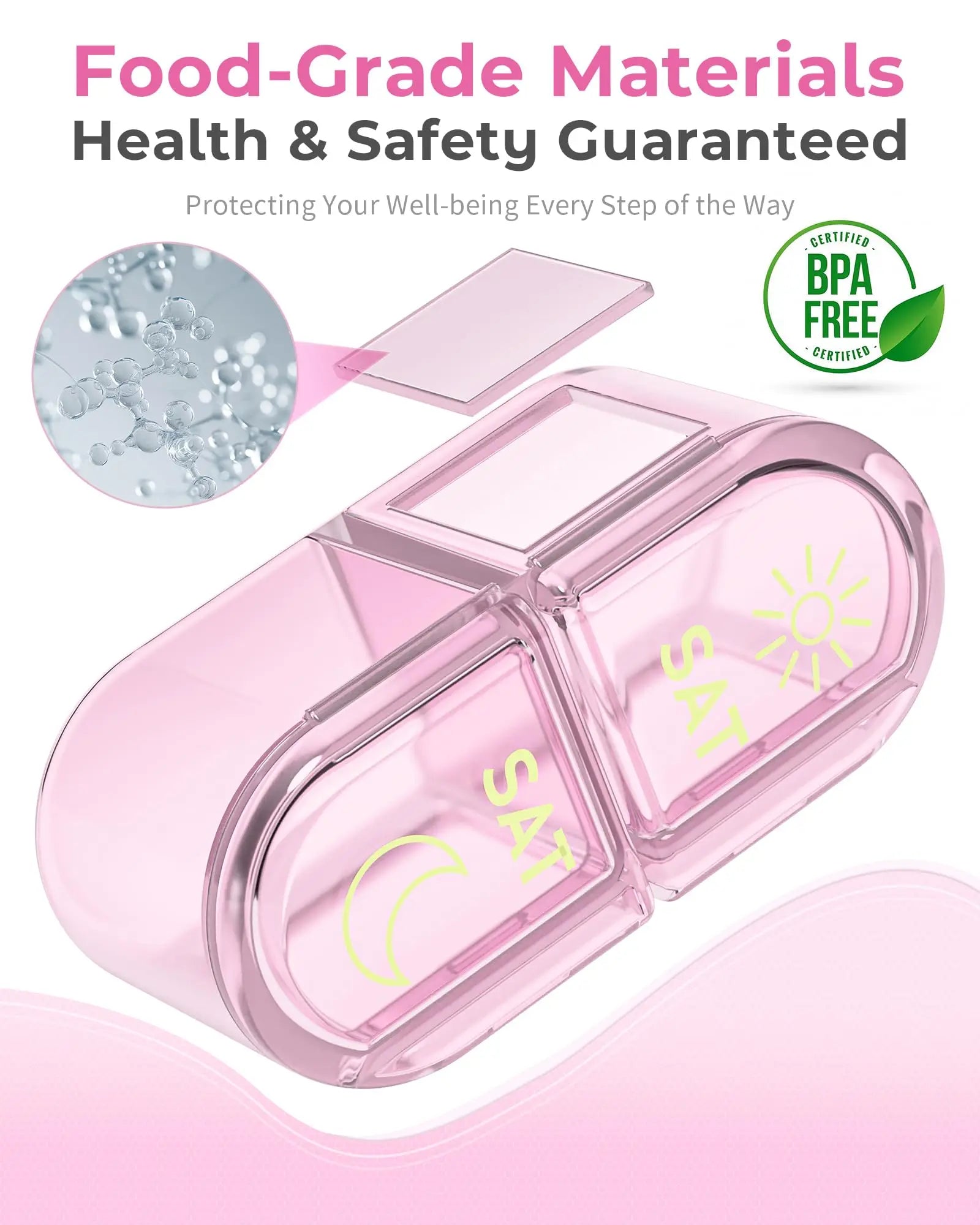 Pill Organizer, Pill Box 7 Day Am & Pm Pill Organizer 7 Days,Weekly Pill Case 2 Times a Day,Medicine Organizer for Travel Peaceful Pleasures Health and Wellness