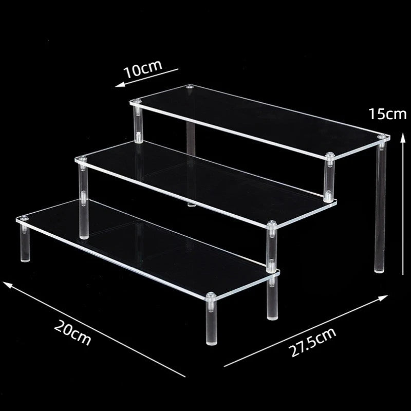 1-5 Tier Acrylic Display Stand Clear Riser Rack Cupcake Perfume Doll