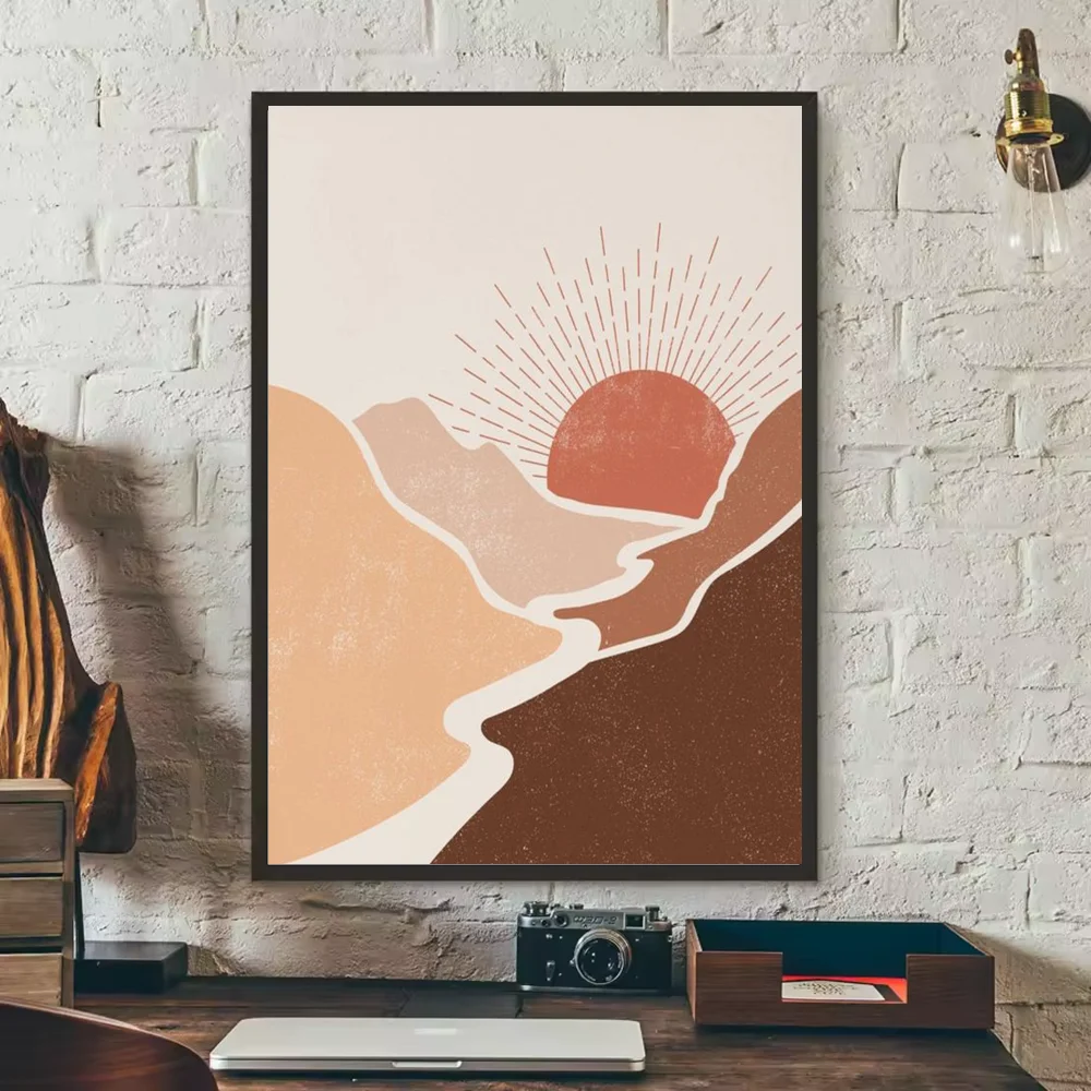 Abstract Sun Moon Woman Wall Poster | HD Waterproof PVC Art Wall Art Poster Peaceful Pleasures Health and Wellness z12 21X30cmNoframe