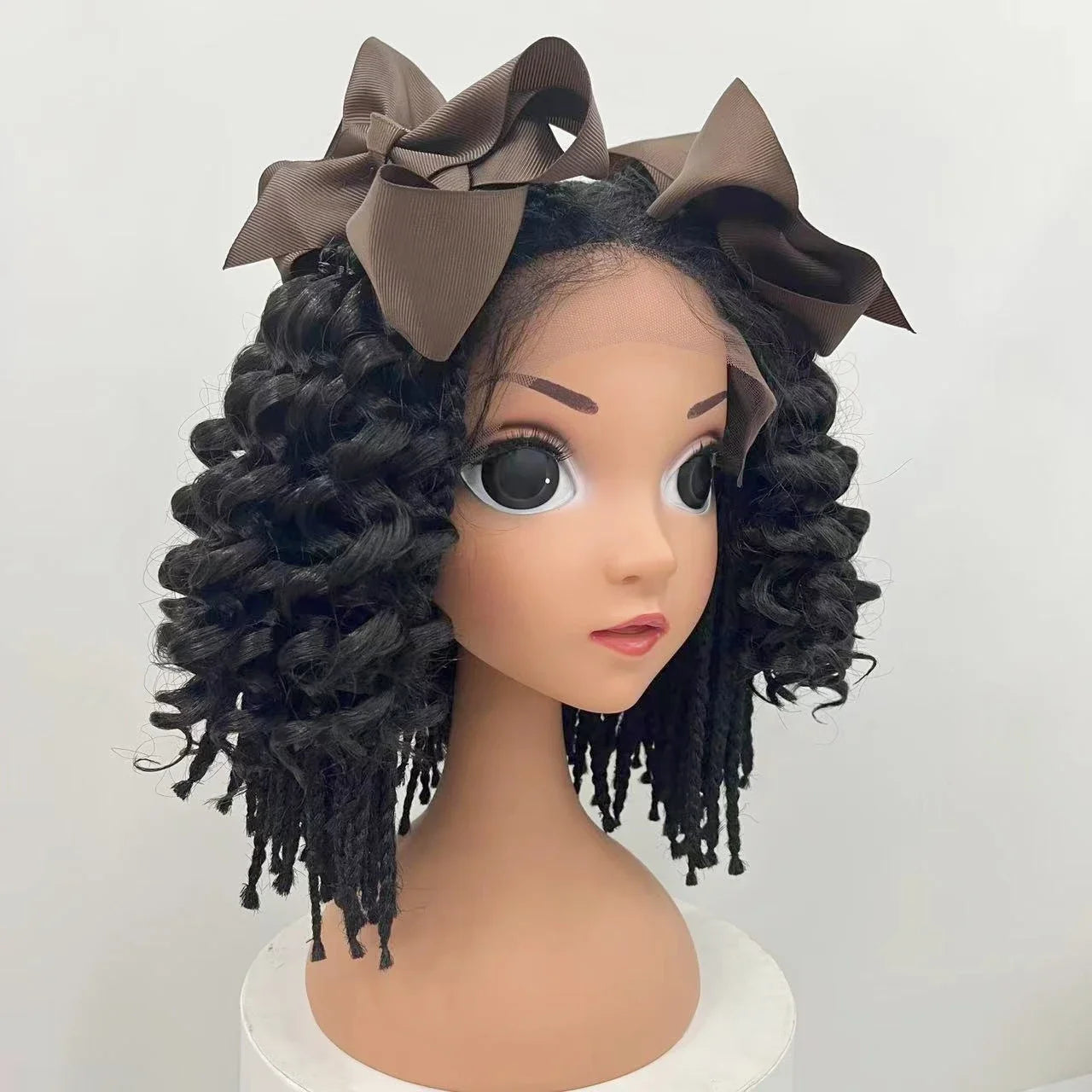 NEW 2pcs/Little Girls Ponytail Hair Extensions Kanekalon Human Hair Like Curly Wavy Private-lable Hair 10 Roots for Black Girls Peaceful Pleasures Health and Wellness brown
