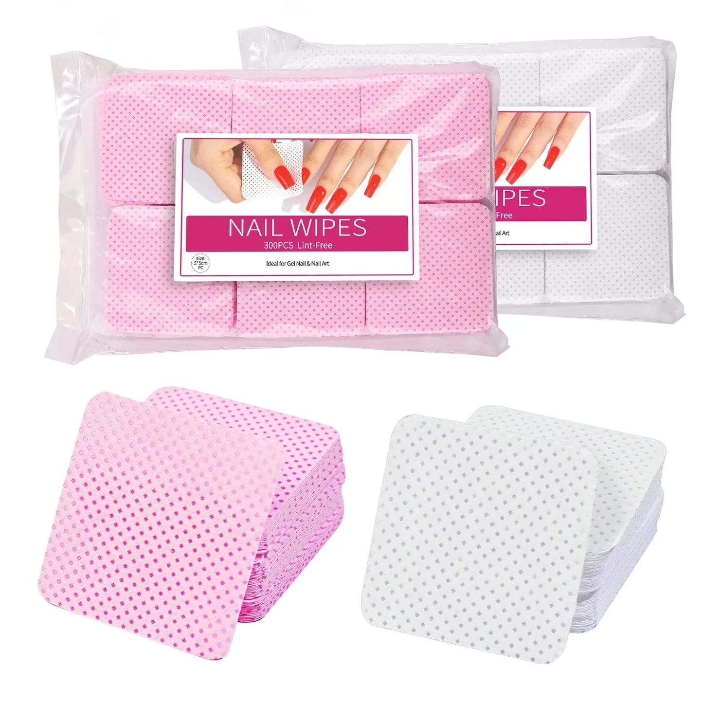 300pcs Cotton Gel Nail Polish Remover Wipes Nail Cleaning Pads Non Woven Lint-Free Nail Pads For Beauty Salon Nail Art Tool Peaceful Pleasures Health and Wellness