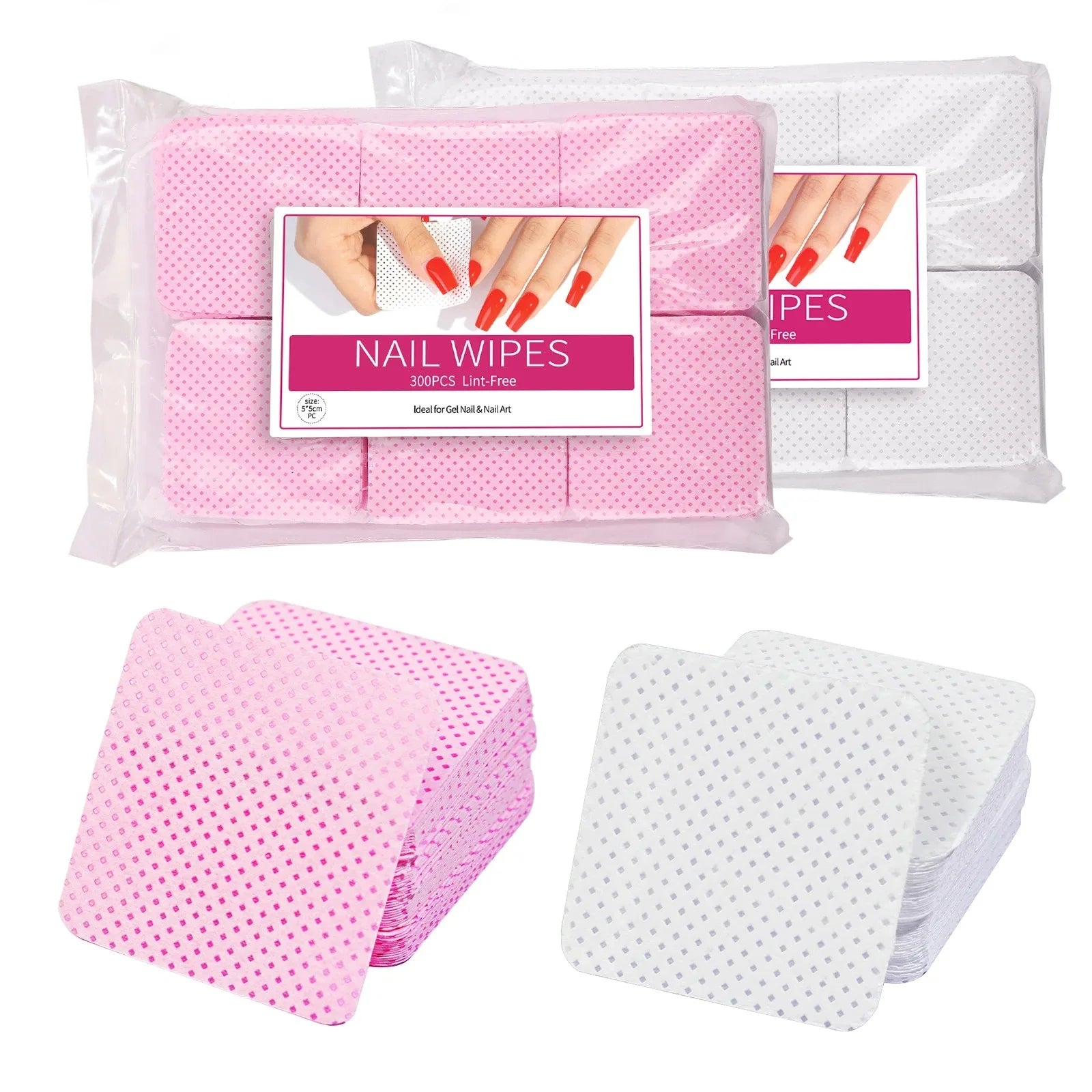 300pcs Cotton Gel Nail Polish Remover Wipes Nail Cleaning Pads Non Woven Lint-Free Nail Pads For Beauty Salon Nail Art Tool Peaceful Pleasures Health and Wellness