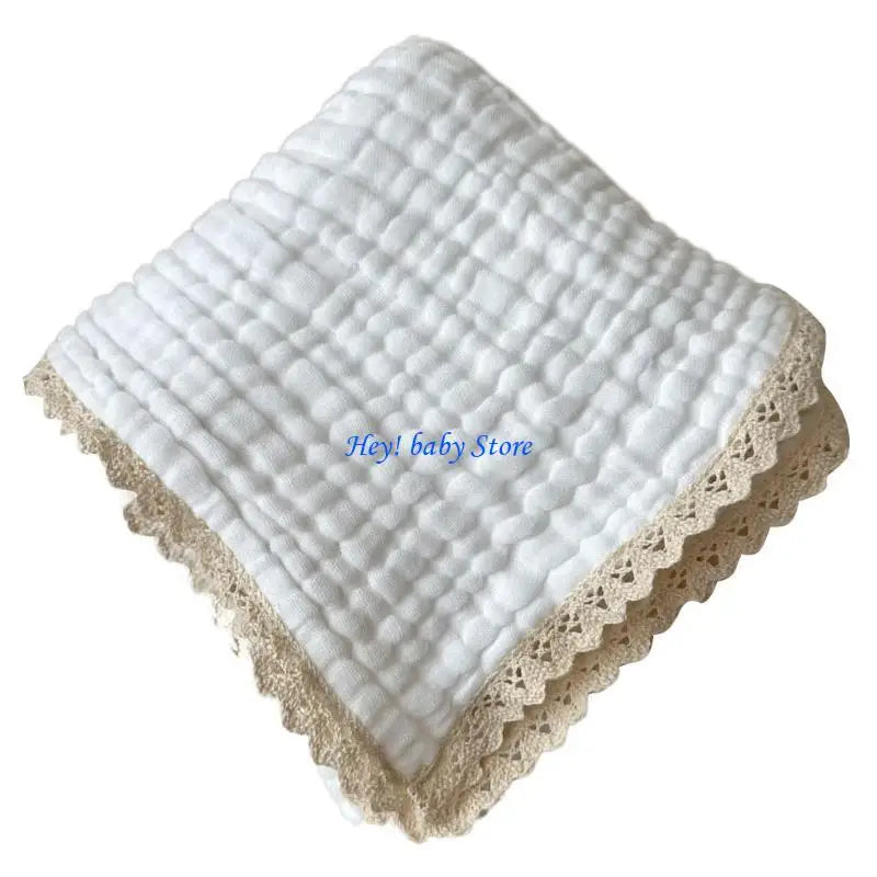 6-Layer Cotton Gauze Baby Blanket with Lace | Boys & Girls