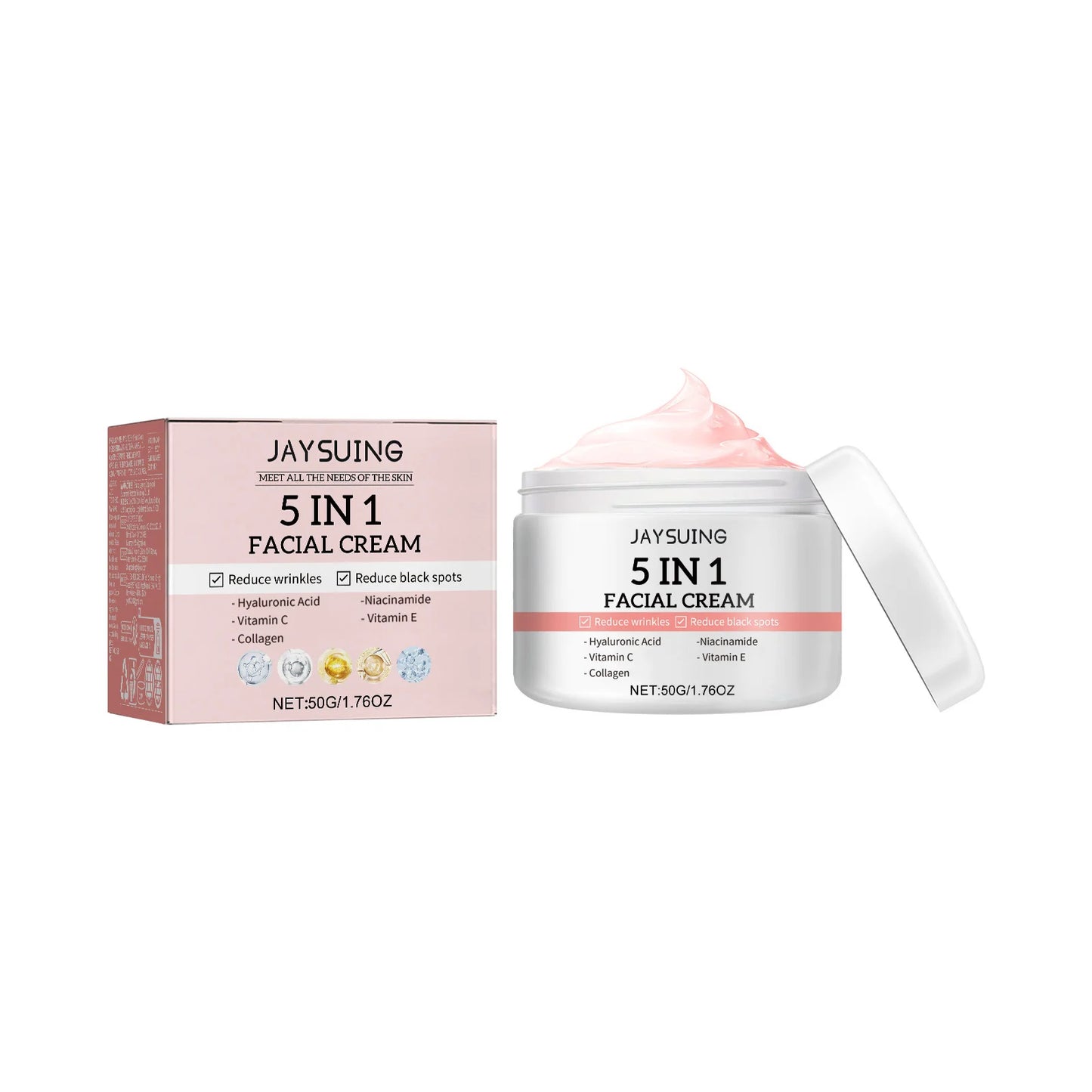 Facial Moisturizing Set Hydrate Brighten Firm Skin Exfoliating Acne Removal Shrink Pore Fix Sensitive Dullness Collagen Face Kit Peaceful Pleasures Health and Wellness Cream 50g Boxed 1 set