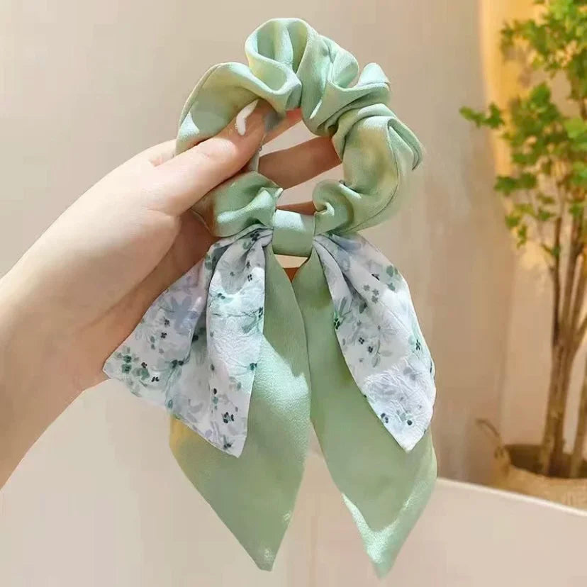 Broken Flower Bow Large Intestine Headband Womens Summer Headband Hair Rope Peaceful Pleasures Health and Wellness green