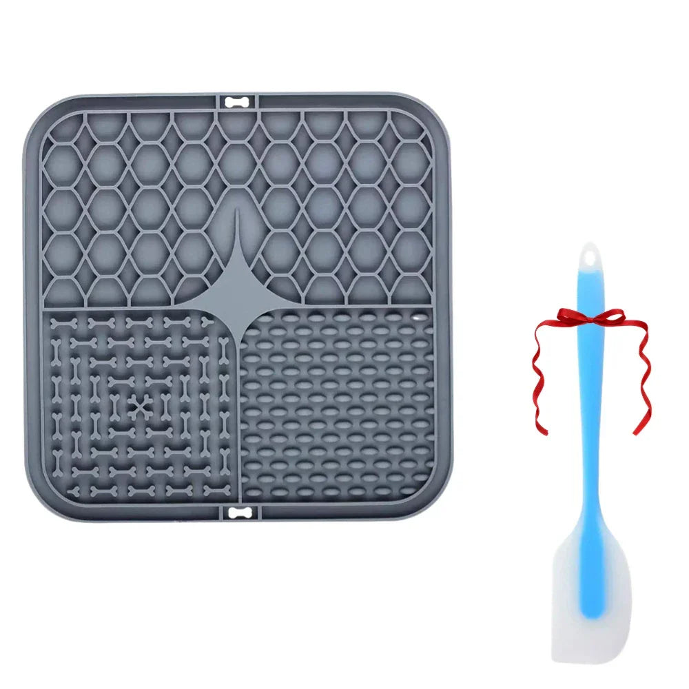 Silicone Pet Slow Feeding Mat With Suction Cups Dog Licking Plate Slow Feeding Mat Fun Feeding Tool Prevent Fast Eating Supplies Peaceful Pleasures Health and Wellness Gray