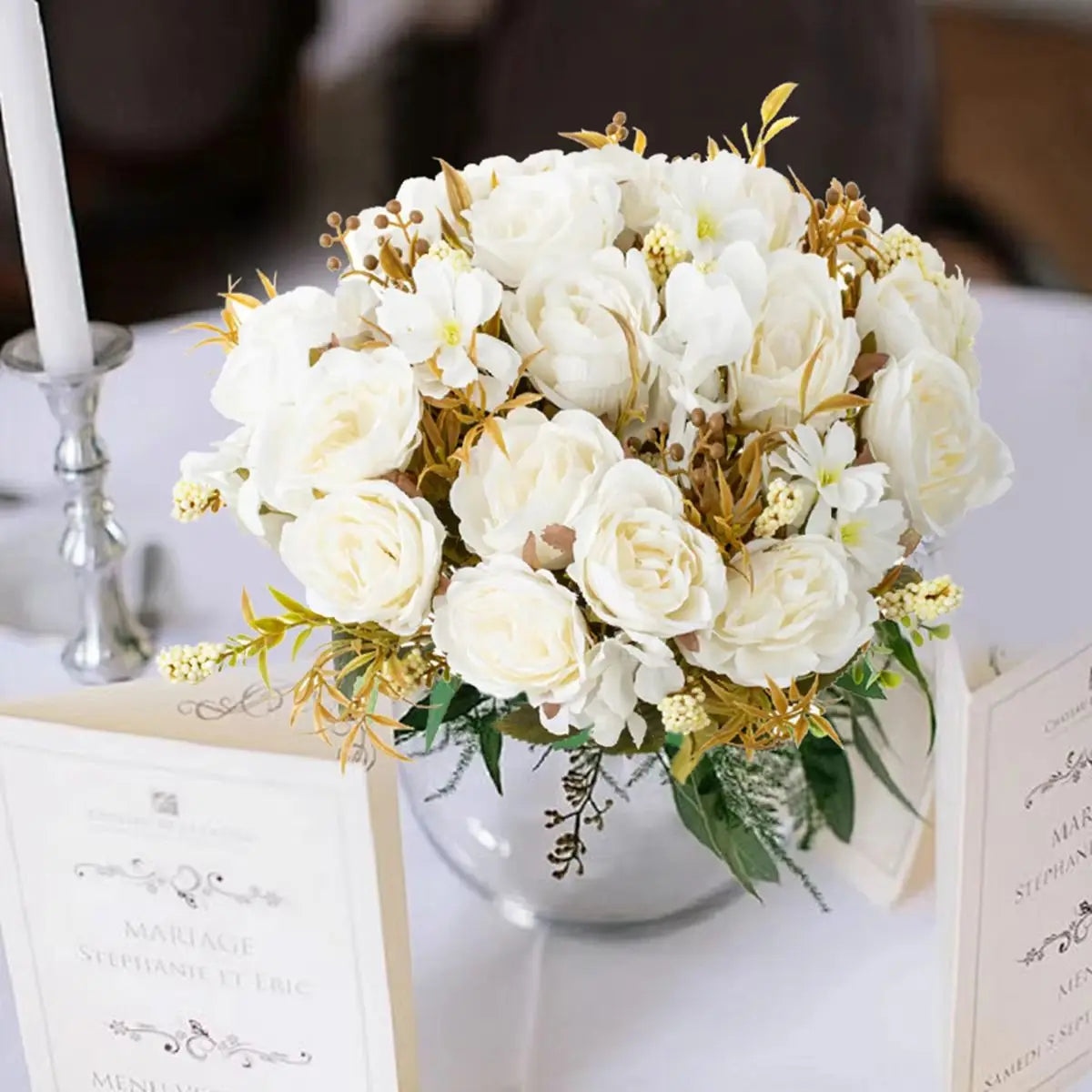 Silk Rose & Peony Artificial Bouquet – Wedding & Home Decor