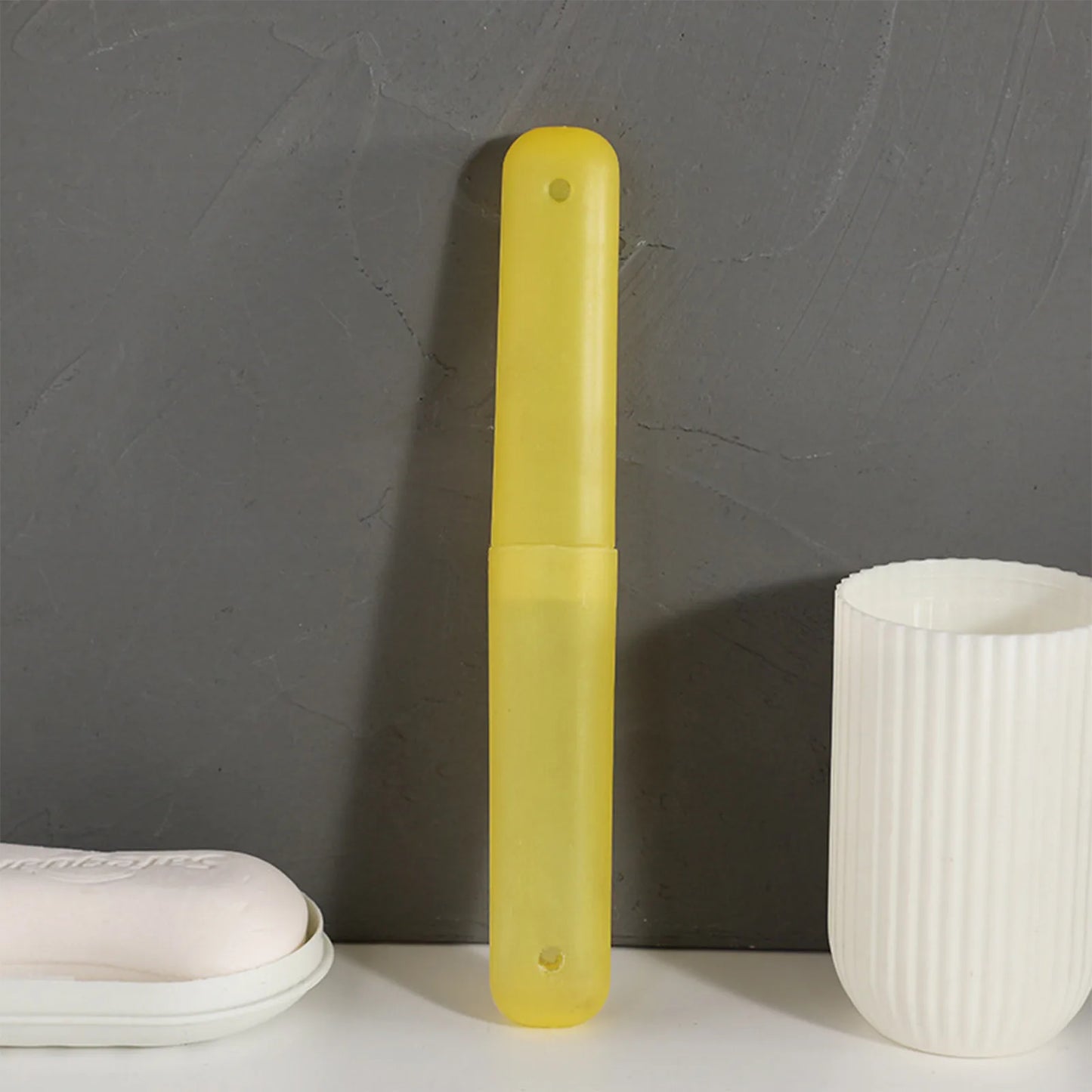 Toothbrush Storage Box Tooth Brush Box Holder Cover Travel Storage Dust-proof Case Portable Portable Travel Toothbrush Case Peaceful Pleasures Health and Wellness Yellow One Size