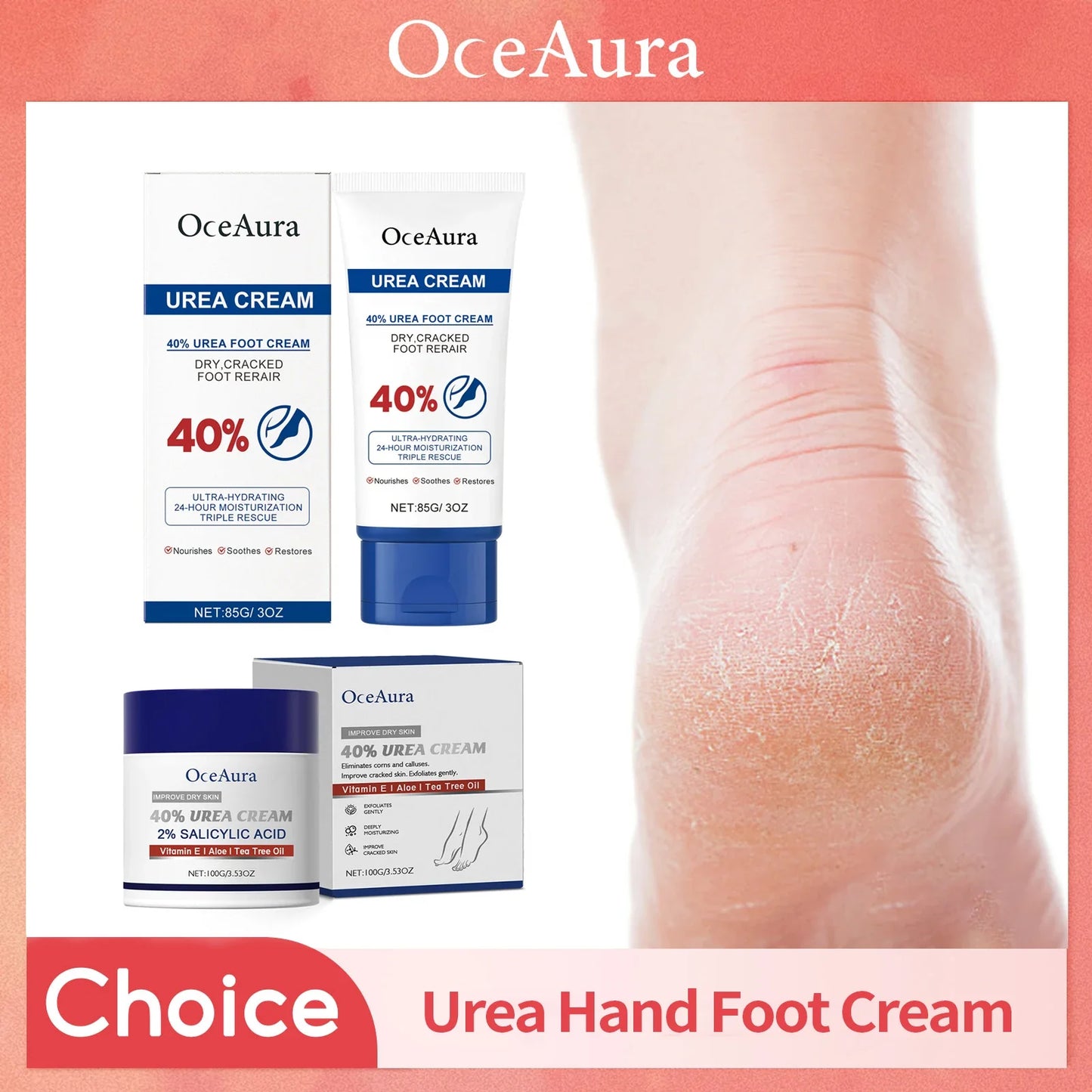 OceAura 40% Urea Foot Cream – Softening & Deep Moisturizing