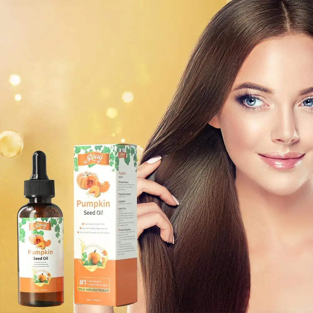 1/2/3Pcs Hair Care Serum Pumpkin Seed Essential Oil Nourishing Hair Enhancer Thicker Improve Split Hair Rough Hair Care Peaceful Pleasures Health and Wellness