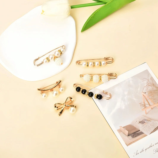 Women's Black White Trouser Waist Pearl Pin Adjustment Fixed Clothes Peaceful Pleasures Health and Wellness