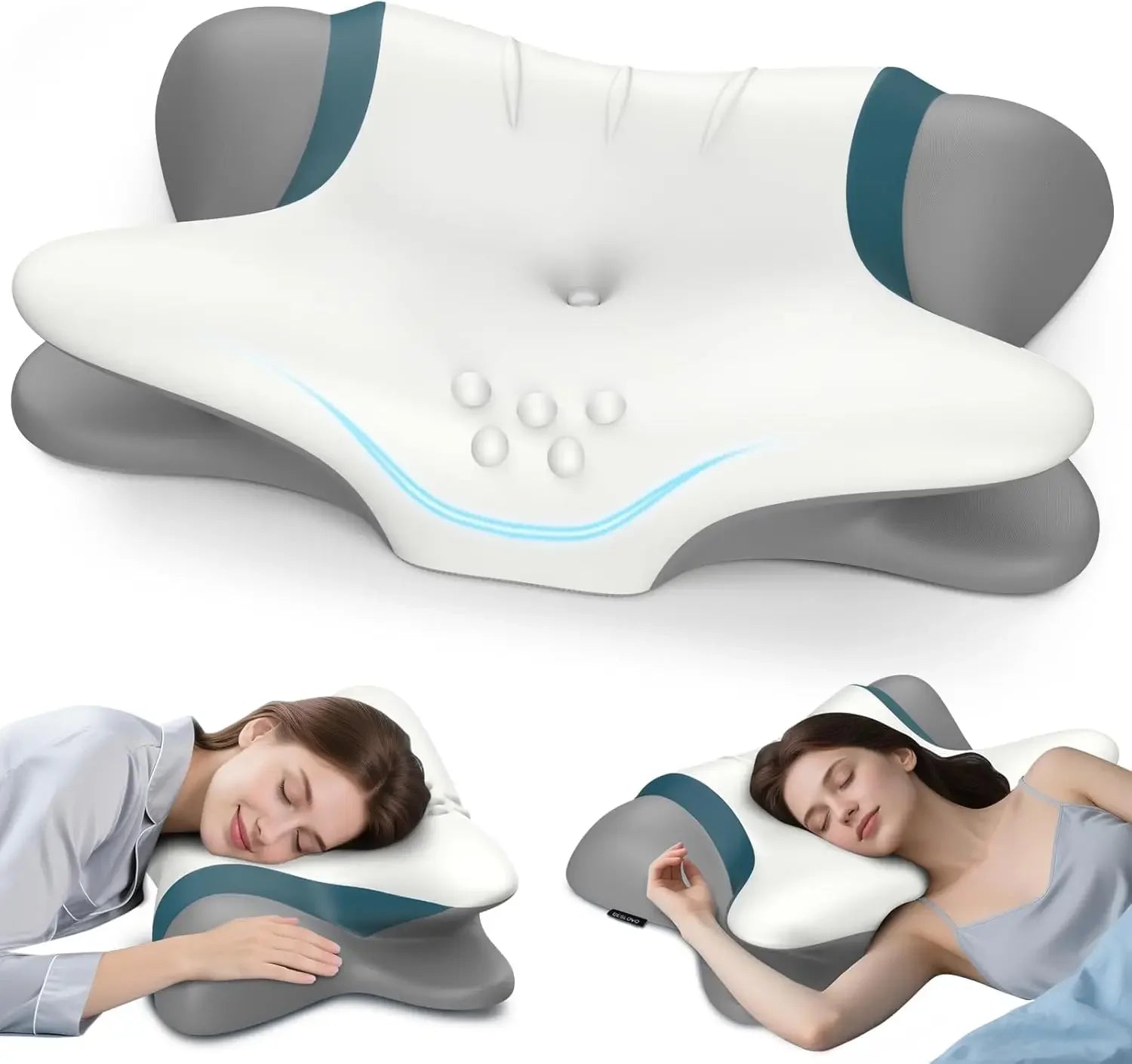 Ergonomic Cervical Pillow for Neck Pain Relief - Cooling Memory Foam Support for Side, Back & Stomach Sleepers Peaceful Pleasures Health and Wellness United States