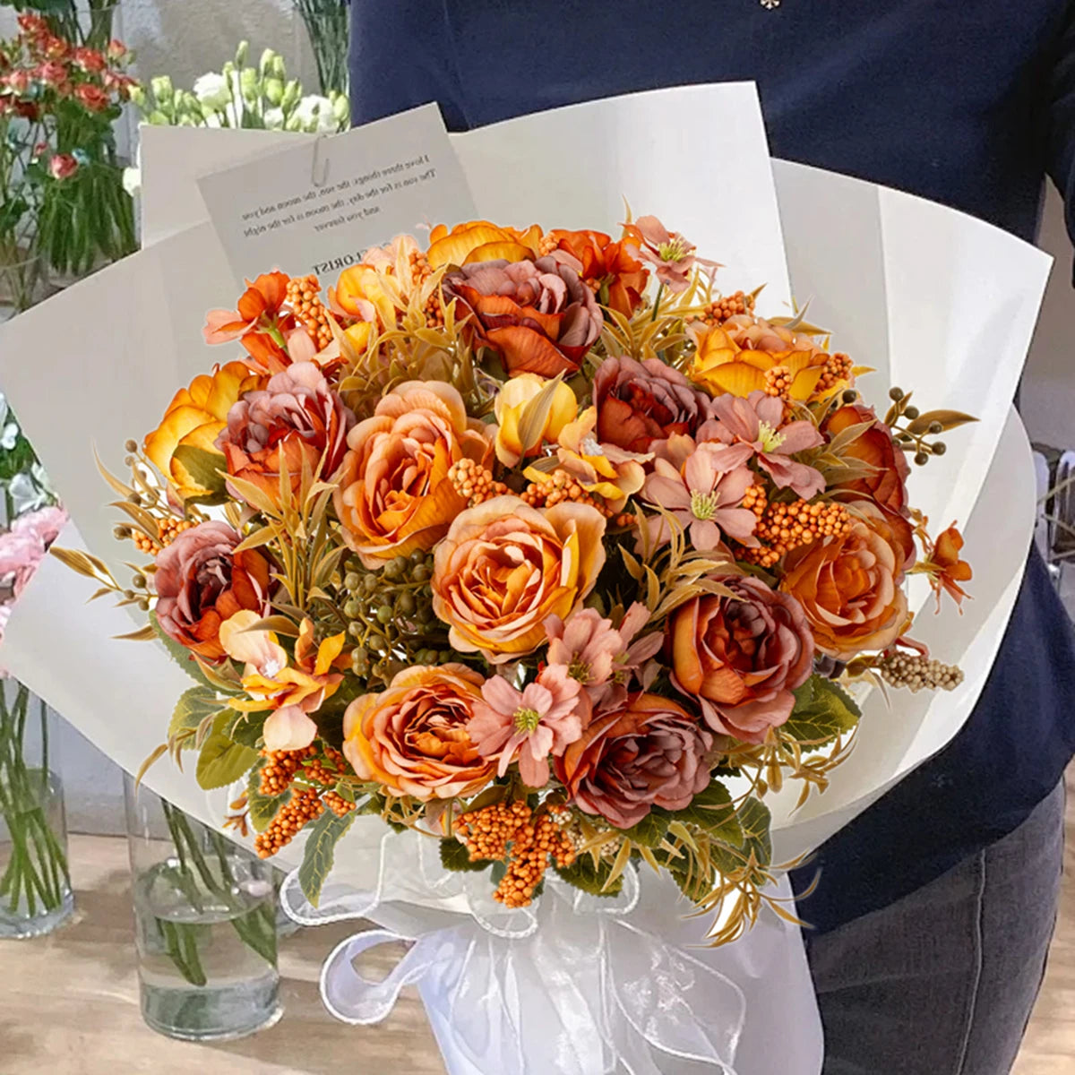 Artificial Silk Roses & Peony Bouquet | Wedding & Home Decor