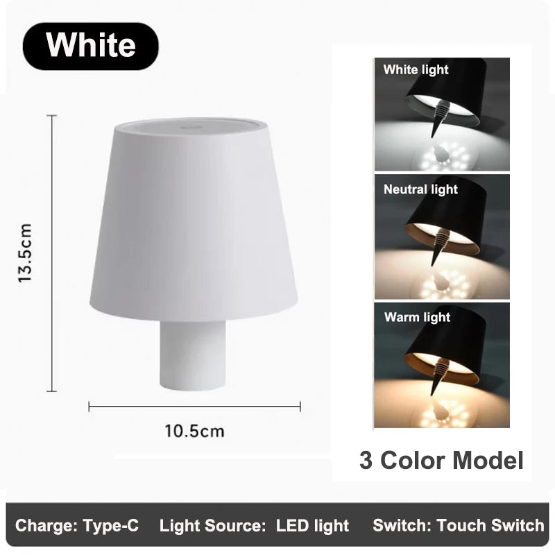Rechargeable Table Lamp LED Touch Sensor Desktop Night Light Wireless Reading Lamp for Restaurant Hotel Bar Bedroom Decor Light Peaceful Pleasures Health and Wellness A Style- 3 Colors