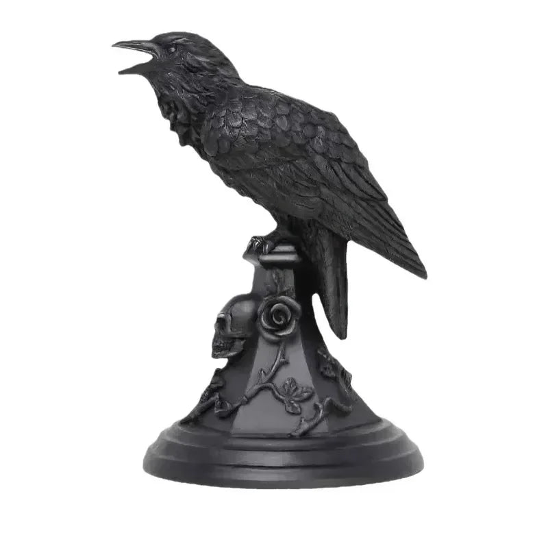 Gothic Halloween Owl & Raven Candle Holder Tabletop Ornament
