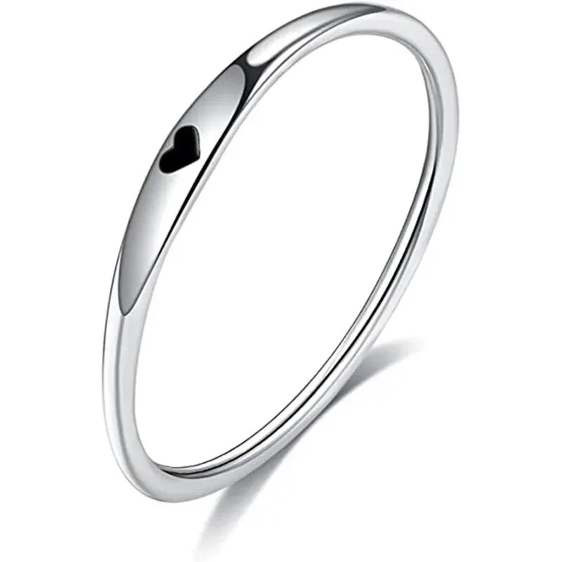 925 Sterling Silver Carved Heart Stackable Promise Ring | Sizes 6–10
